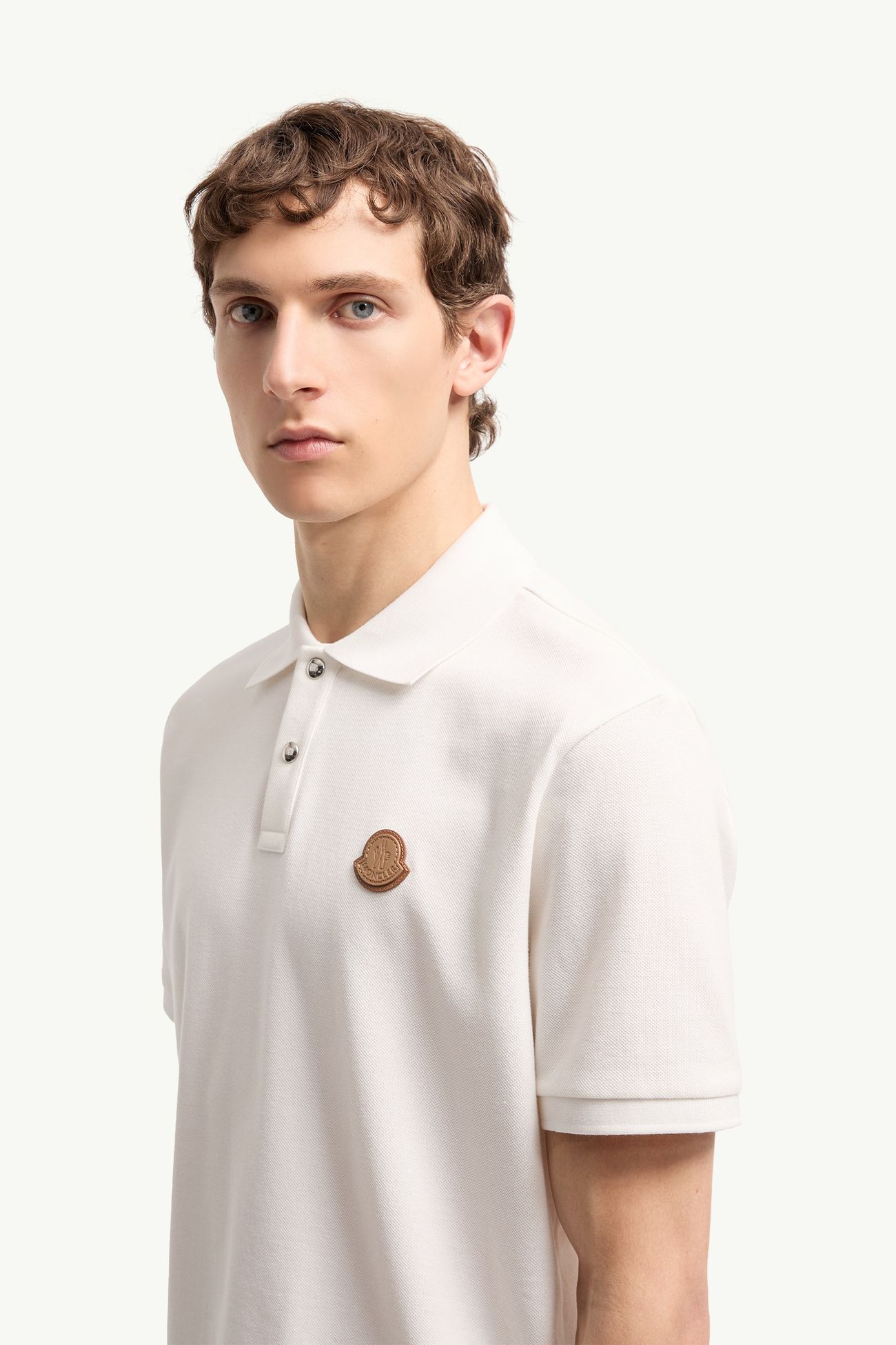 Polo de piqué de algodón con parche con logotipo Hombre Blanco Moncler 1