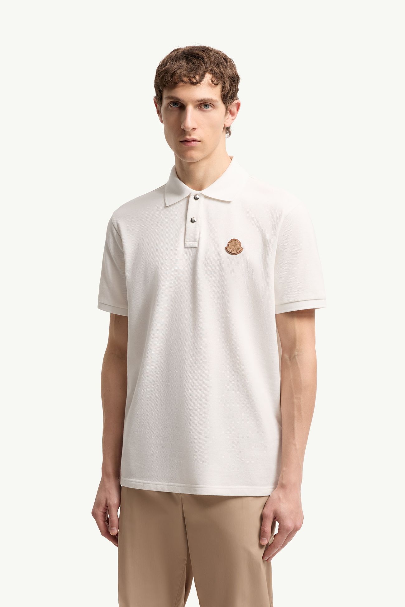 Polo de piqué de algodón con parche con logotipo Hombre Blanco Moncler 3