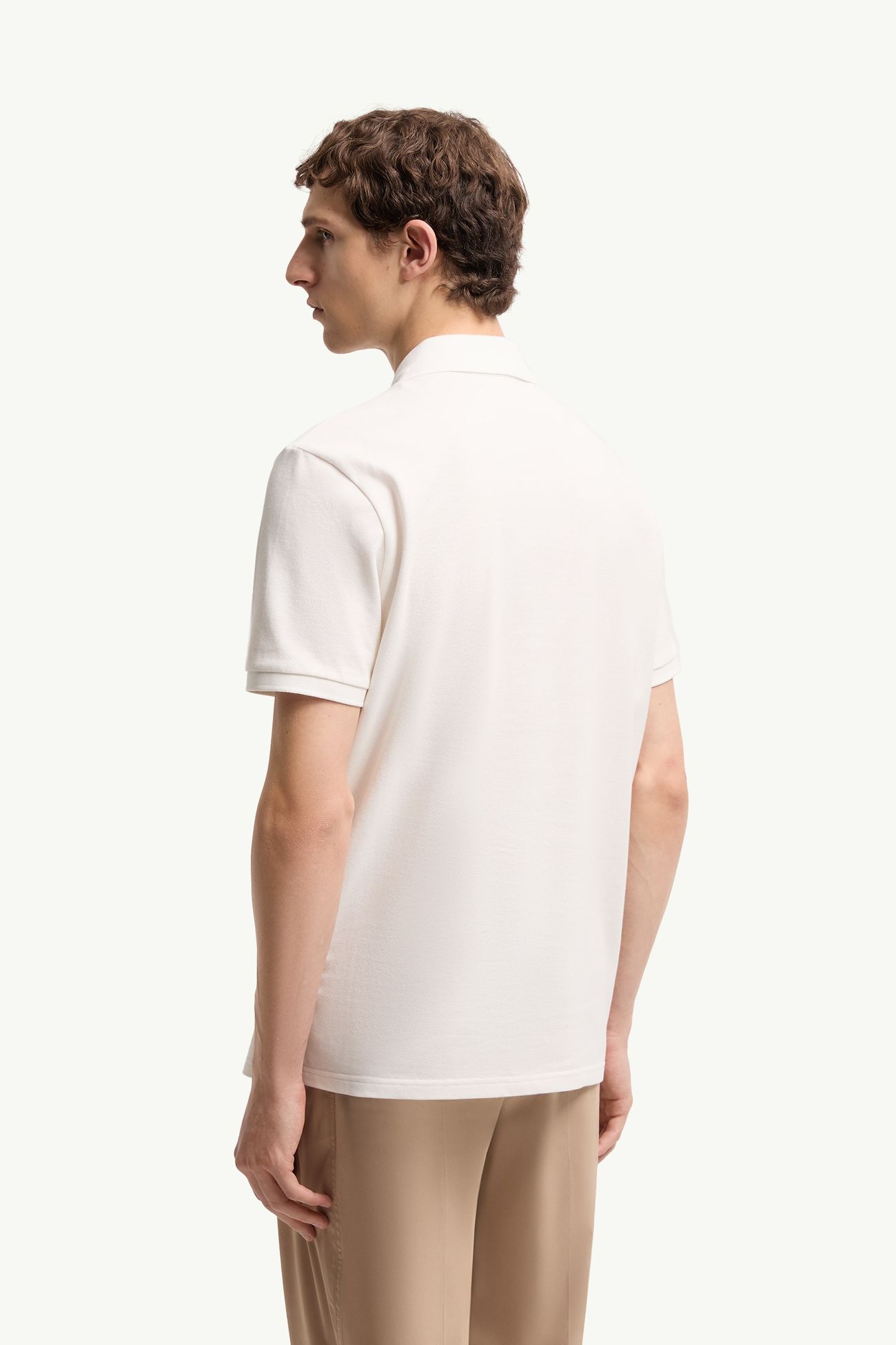 Logo Patch Cotton Piquet Polo Shirt Men White Moncler 4