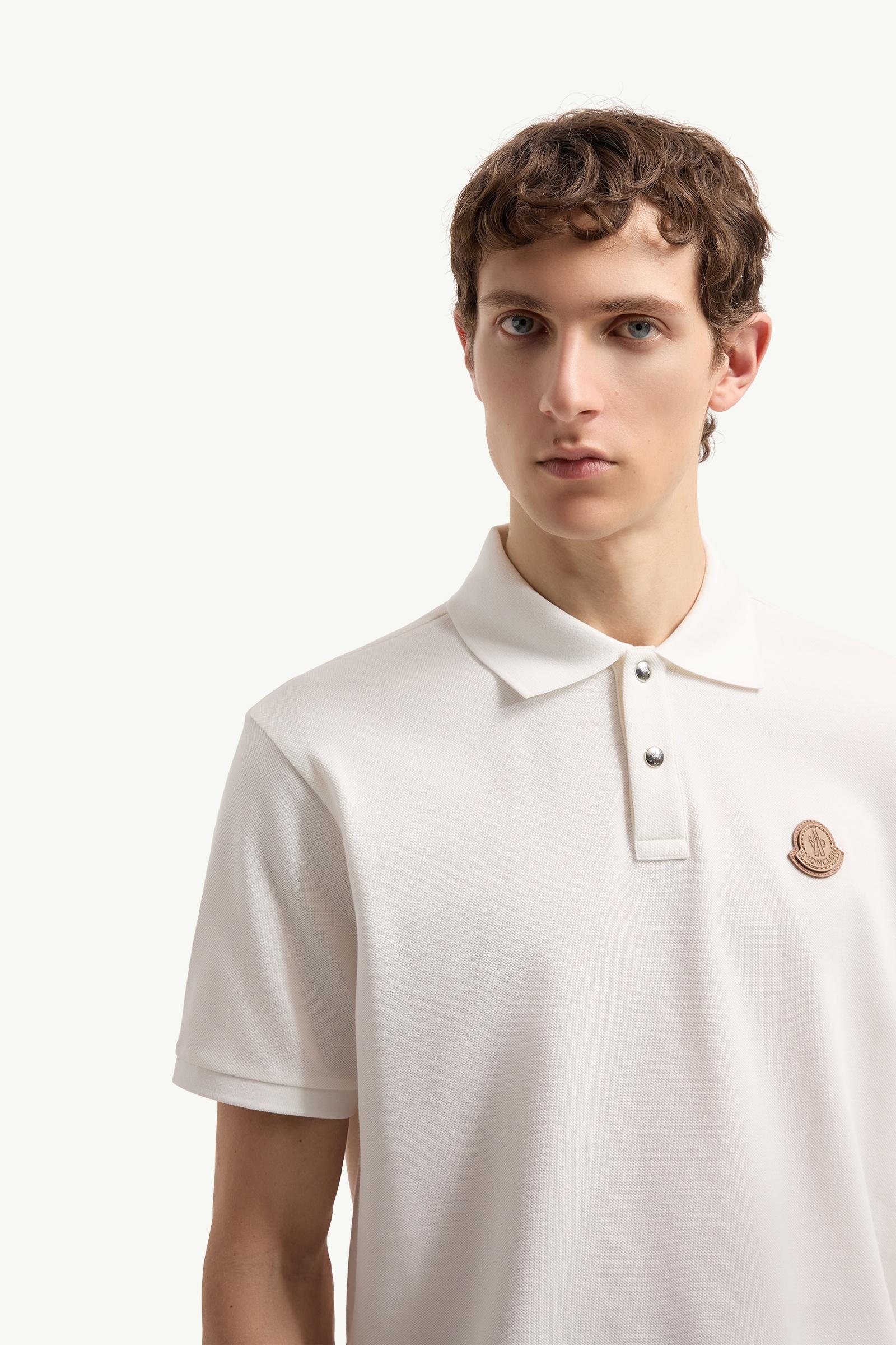 White Logo Patch Cotton Piquet Polo Shirt - Polos & T-shirts for
