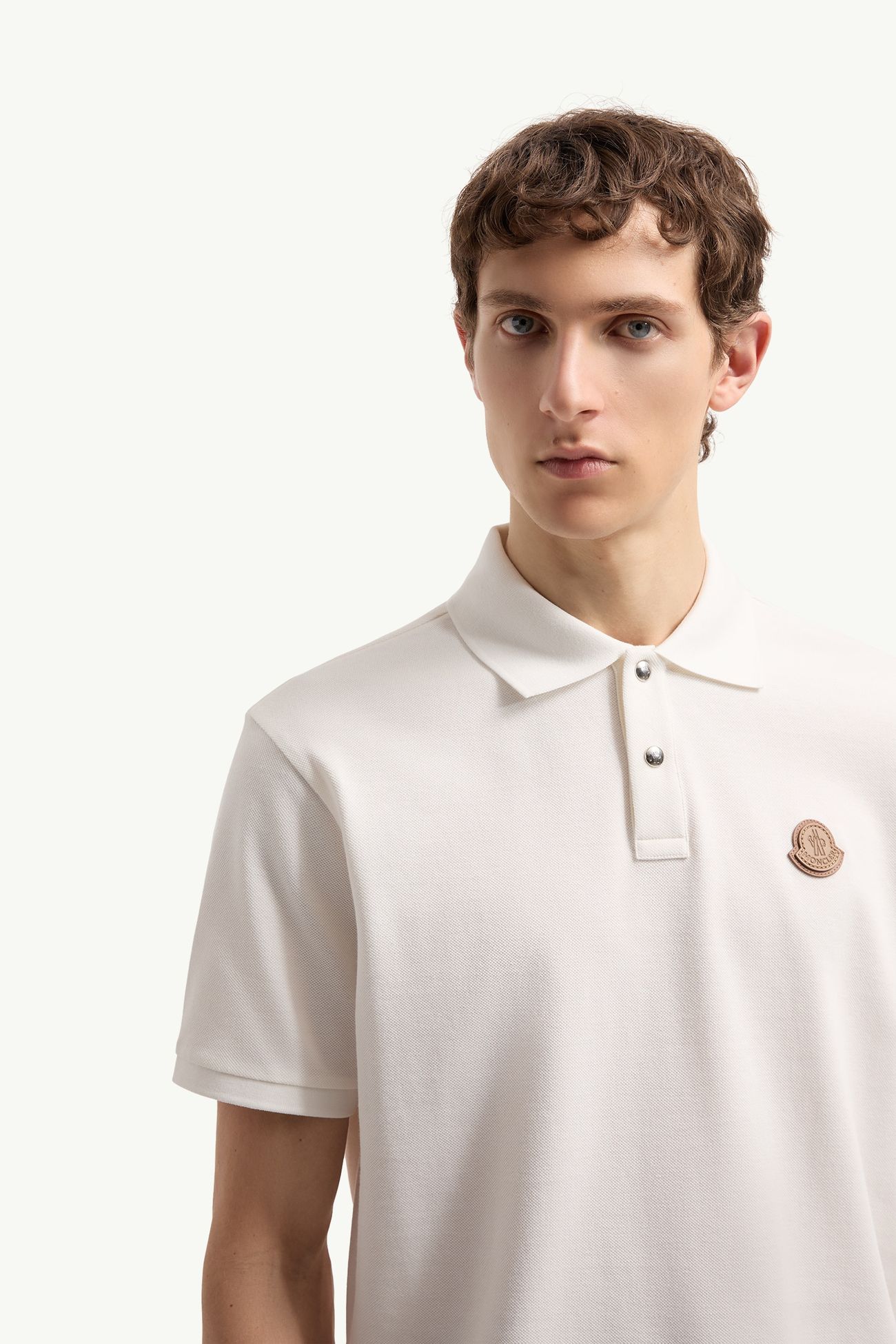男士标识贴片棉质珠地Polo衫 男士 白色 Moncler 5