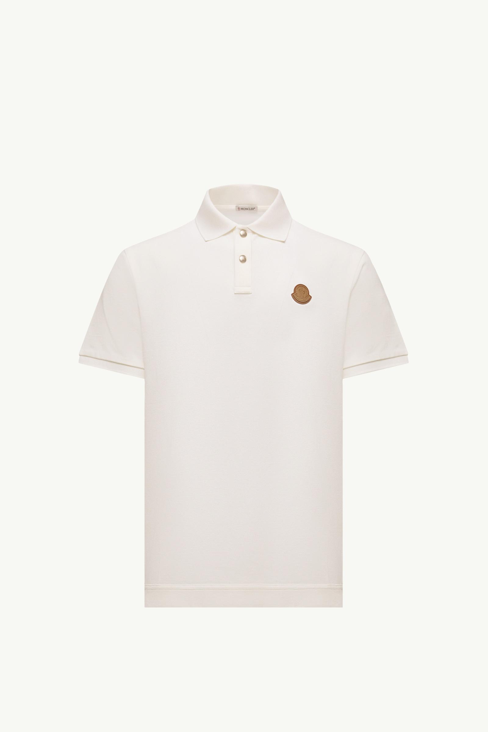 White Logo Patch Cotton Piquet Polo Shirt - Polos & T-shirts for