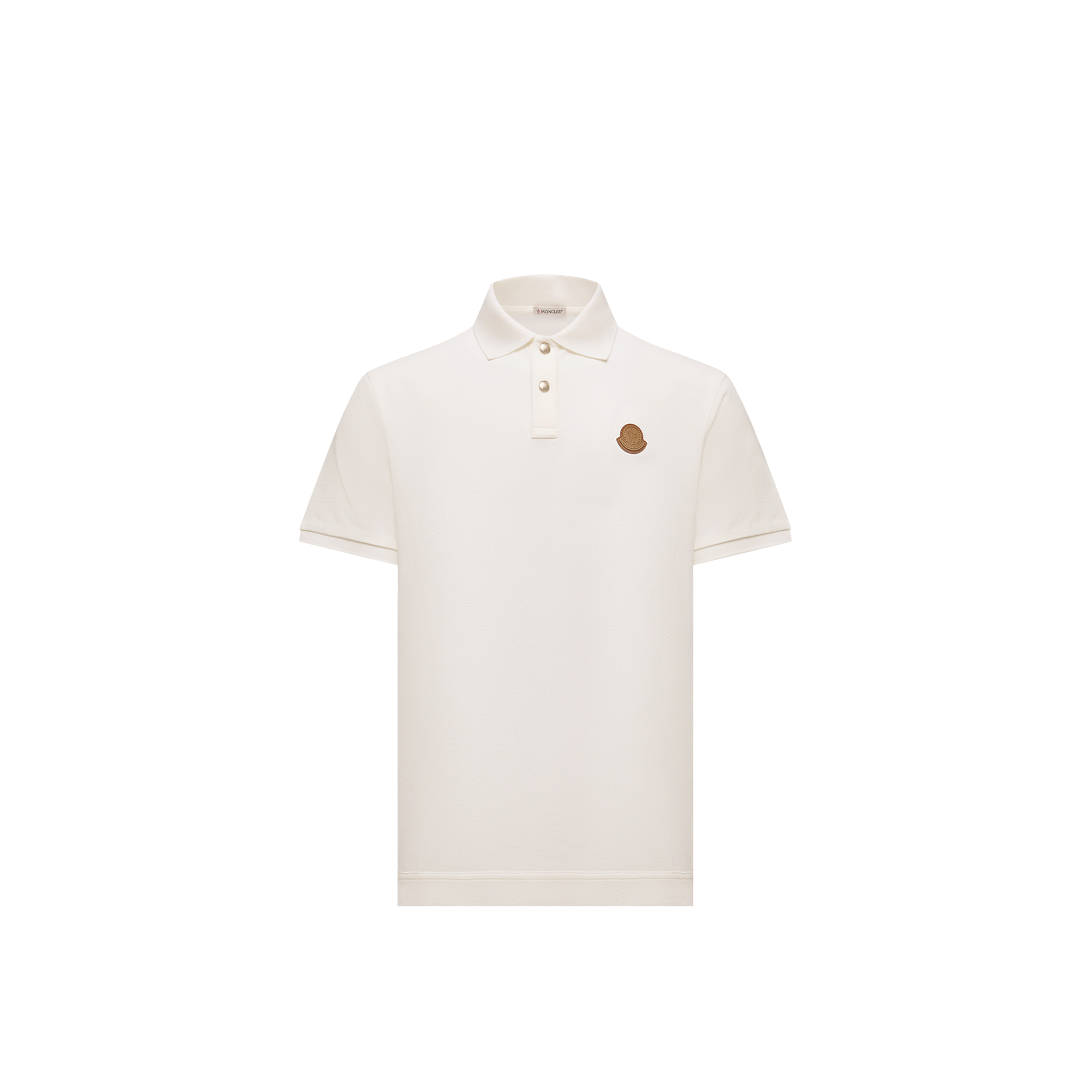 Moncler   Logo Patch Cotton Piquet Polo Shirt for Men in White, Size: L
