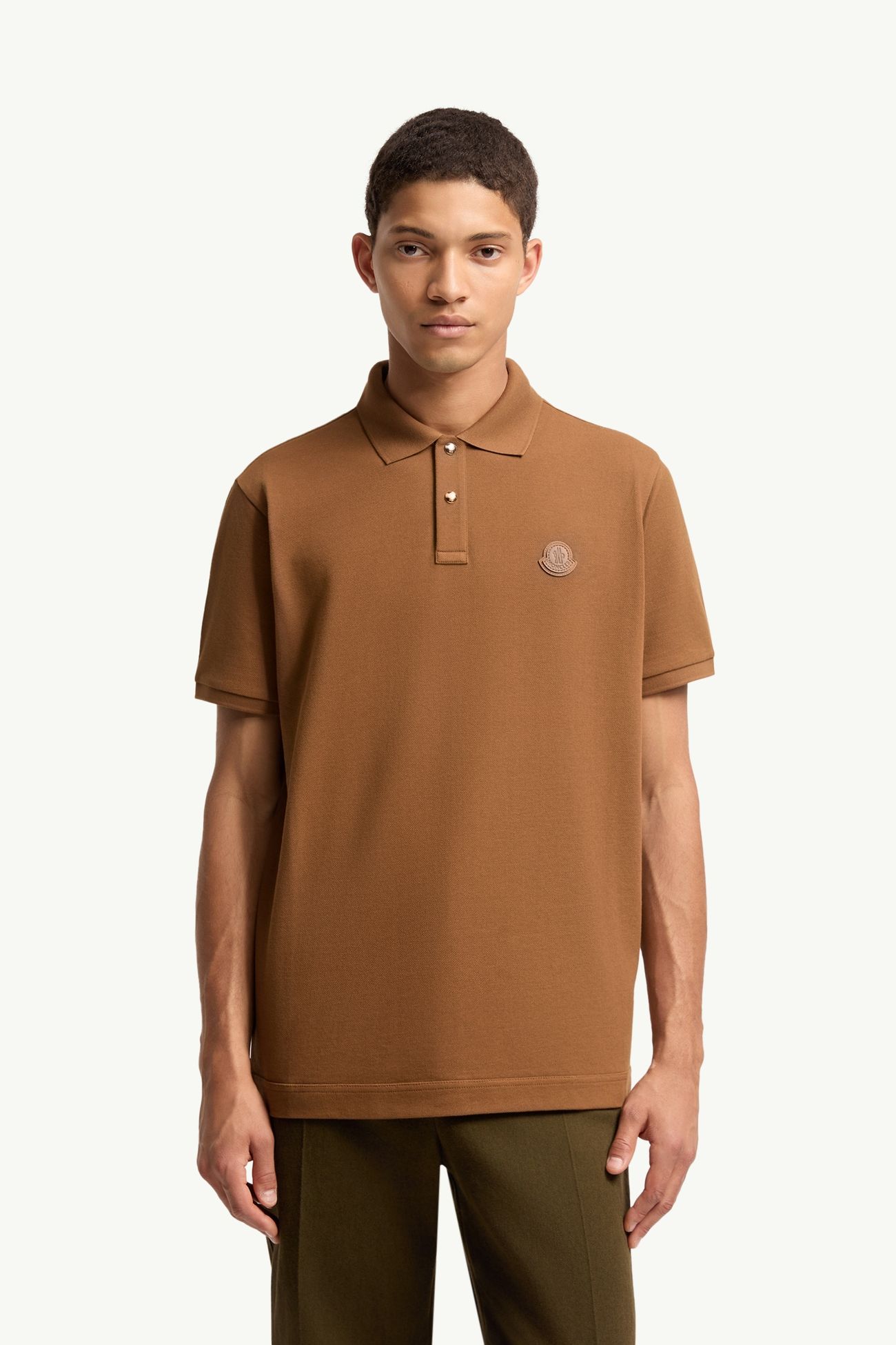 男士标识贴片棉质珠地Polo衫 男士 棕色 Moncler 3