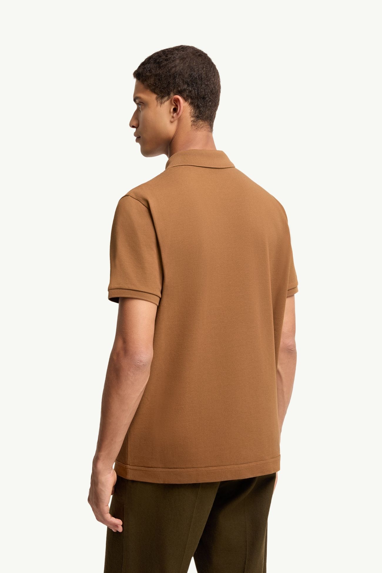 Polo de piqué de algodón con parche con logotipo Hombre Marrón Moncler 4