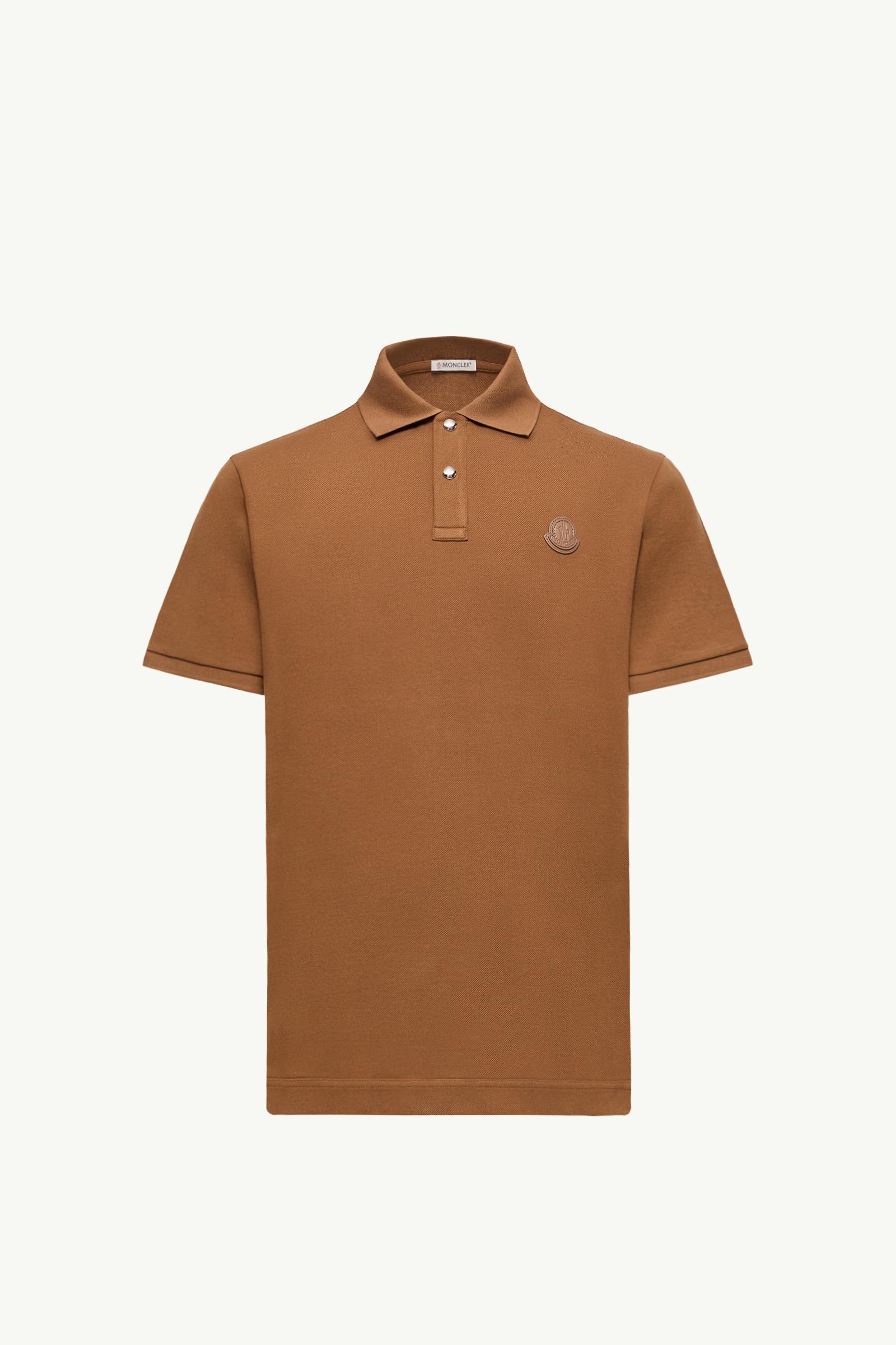 Brown Logo Patch Cotton Piquet Polo Shirt - Polos & T-shirts for