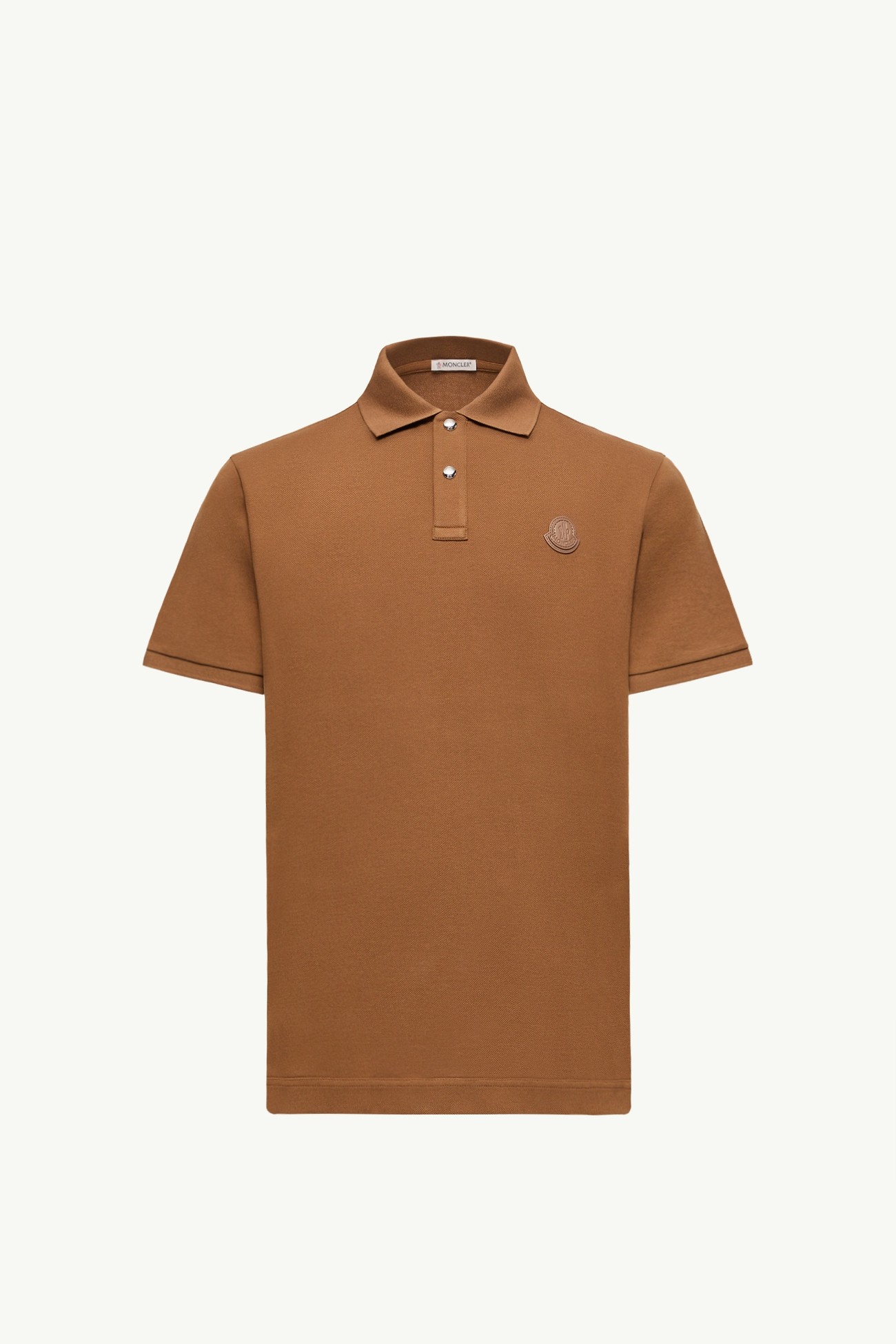 Logo Patch Cotton Piquet Polo Shirt Men Brown Moncler 2