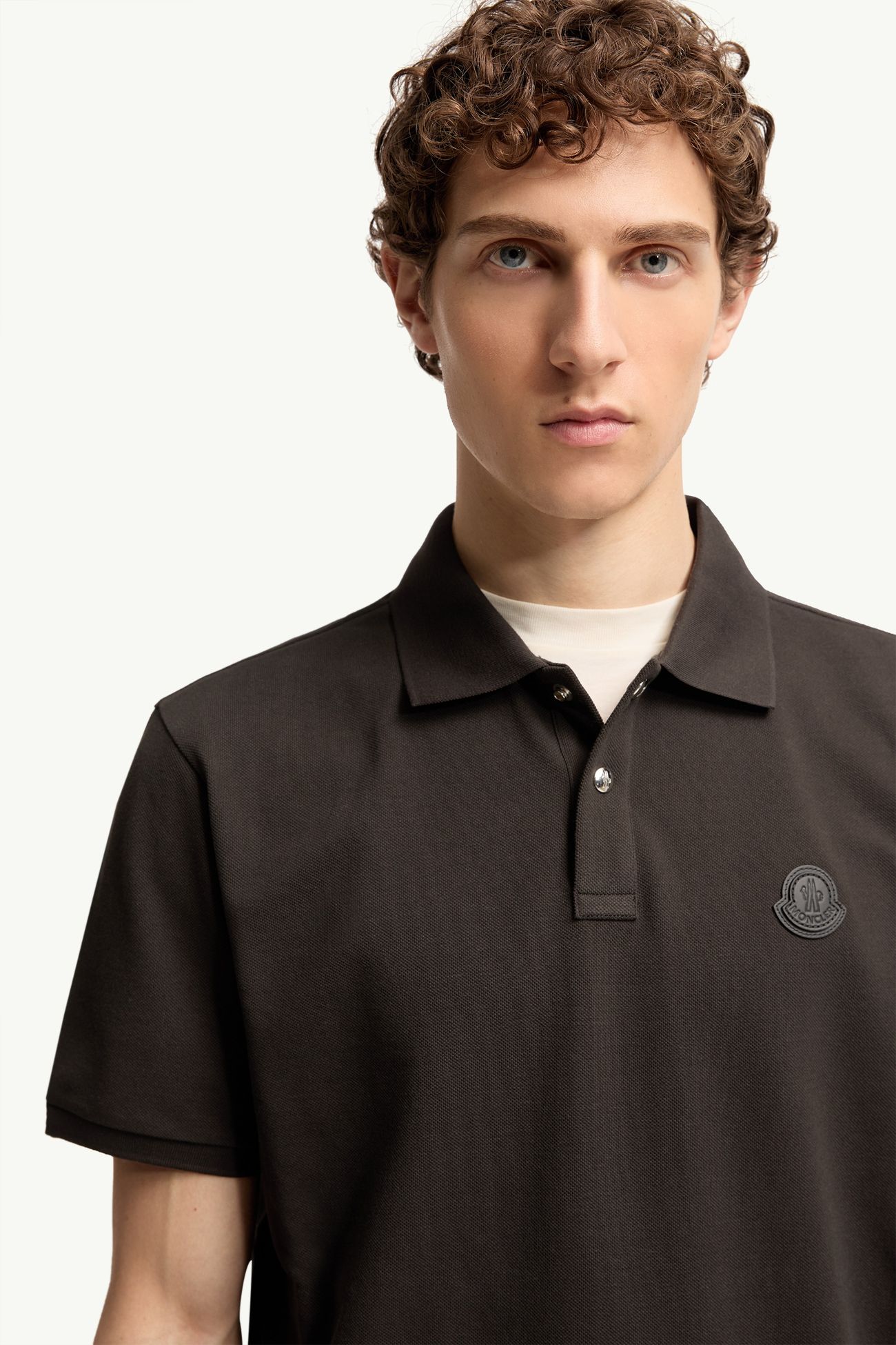 Logo Patch Cotton Piquet Polo Shirt Men Olive Green Moncler 5