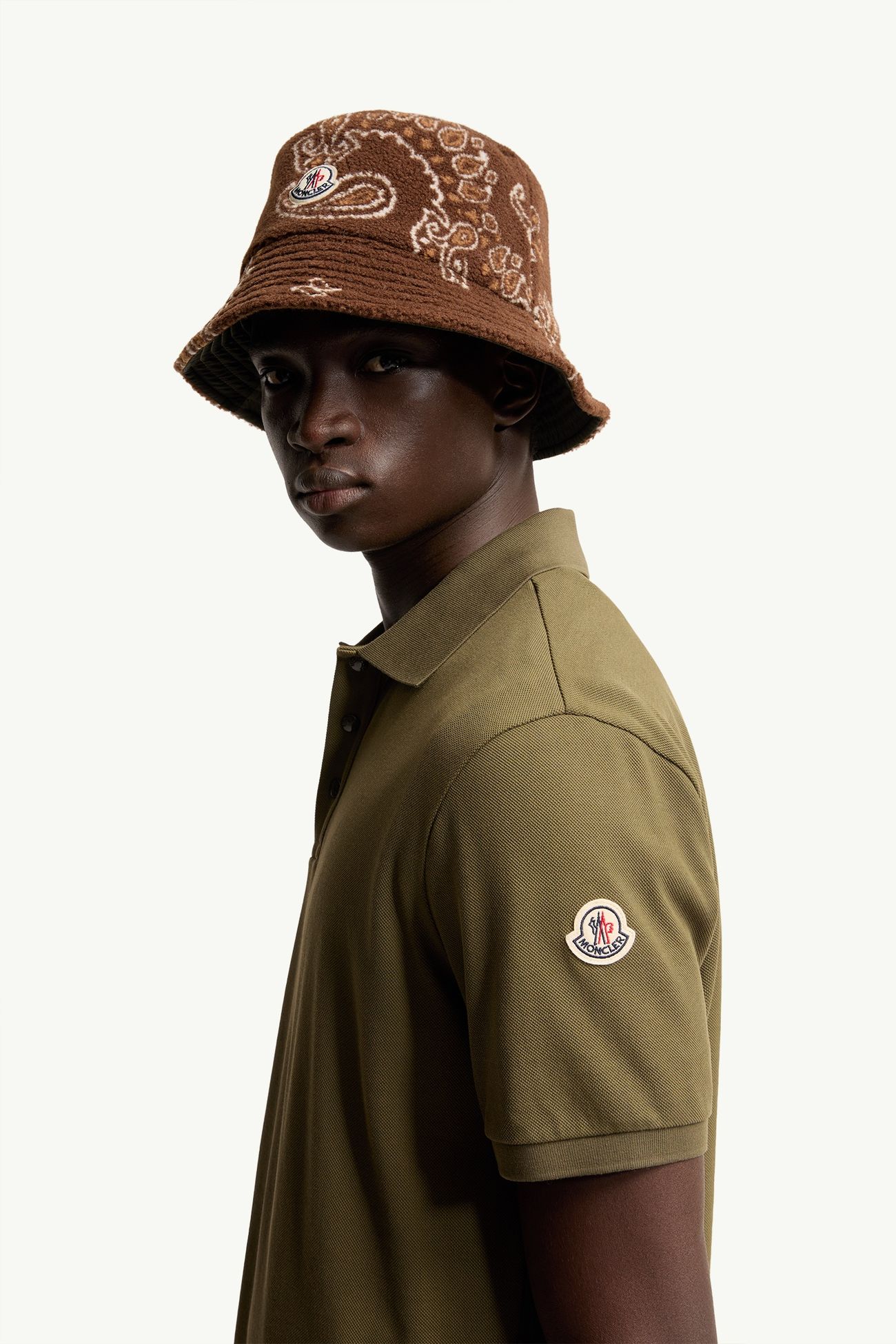 Polo en piqué de coton à logo Hommes Vert Olive Moncler 1