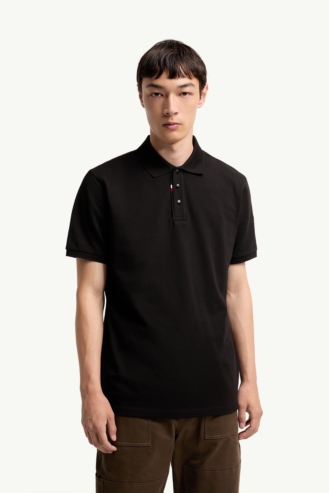 標誌珠地棉Polo恤 男士 黑色 Moncler 3