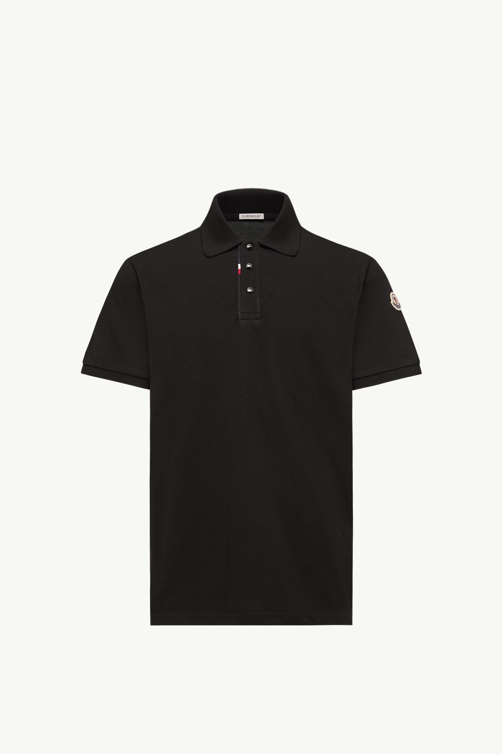 Polo en piqué de coton à logo Hommes Noir Moncler, 1 of 0