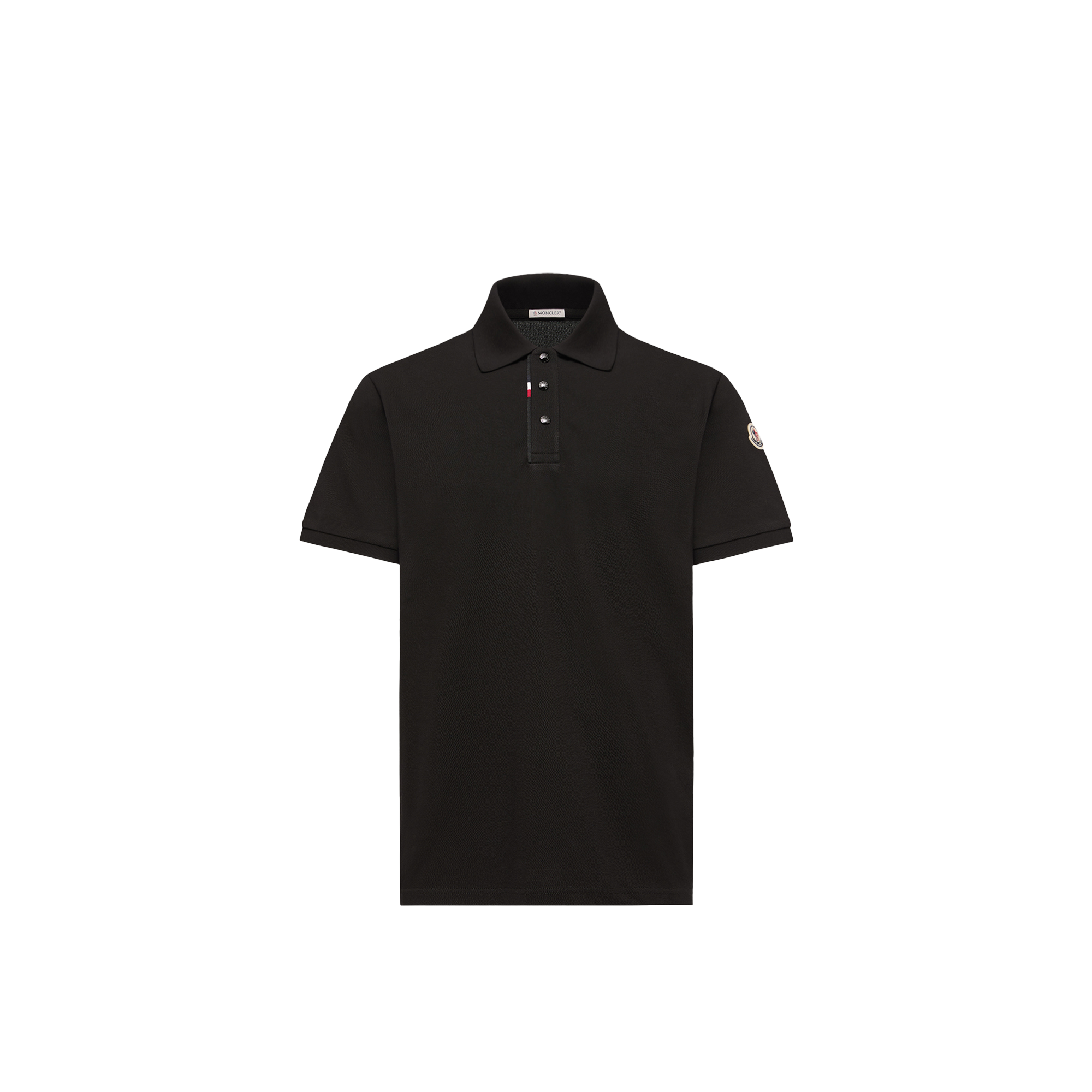 Moncler   Logo Cotton Piquet Polo Shirt for Men in Black, Size: 3XL