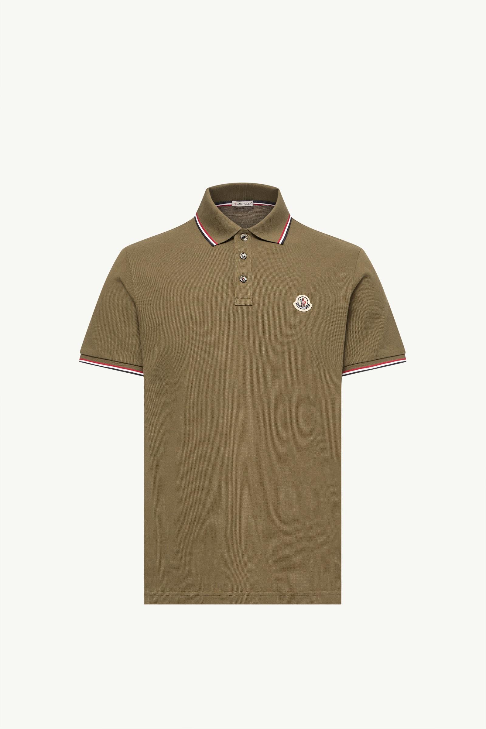 Tricolour-Trimmed Cotton Piquet Polo Shirt Men Olive Green Moncler, 1 of 0