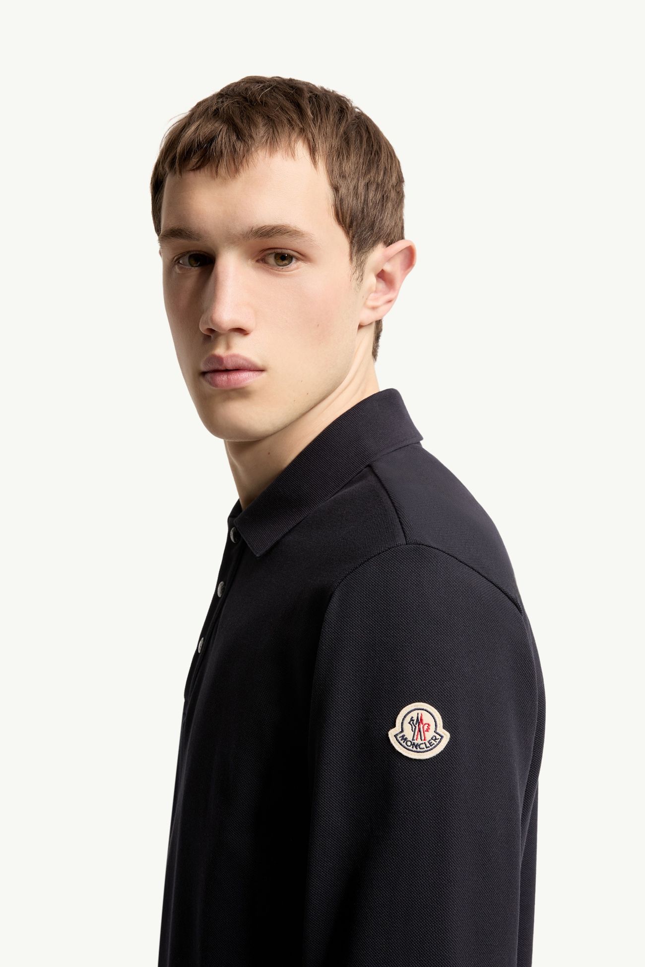 Polo de piqué de algodón con logotipo Hombre Azul oscuro Moncler 1