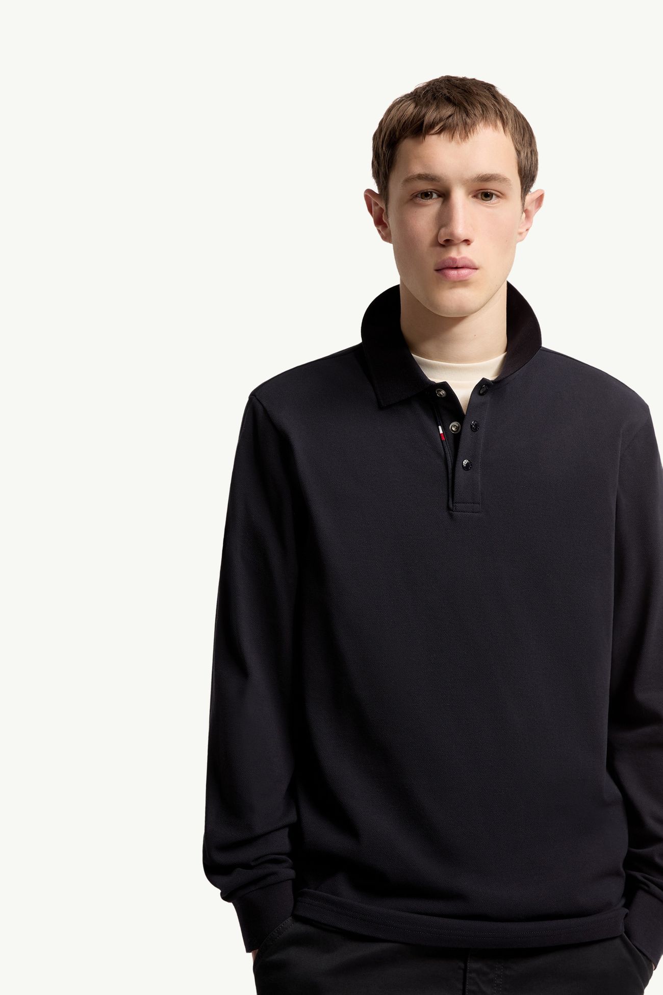 Polo de piqué de algodón con logotipo Hombre Azul oscuro Moncler 5