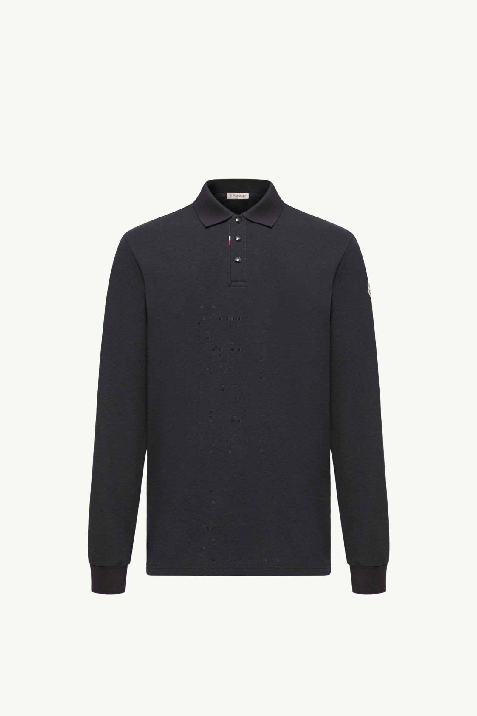 Polo en piqué de coton à logo Hommes Bleu foncé Moncler, 1 of 0