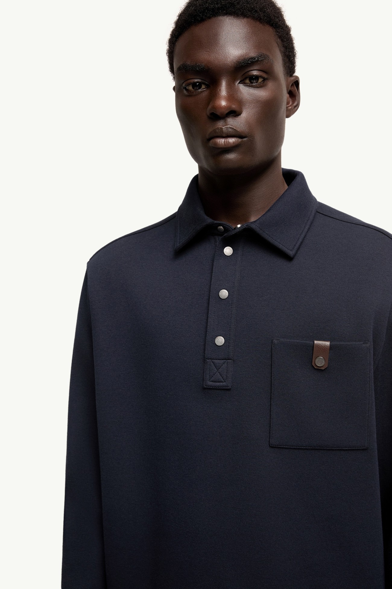 Polo a maniche lunghe in cotone Uomo Blu Navy Moncler 5