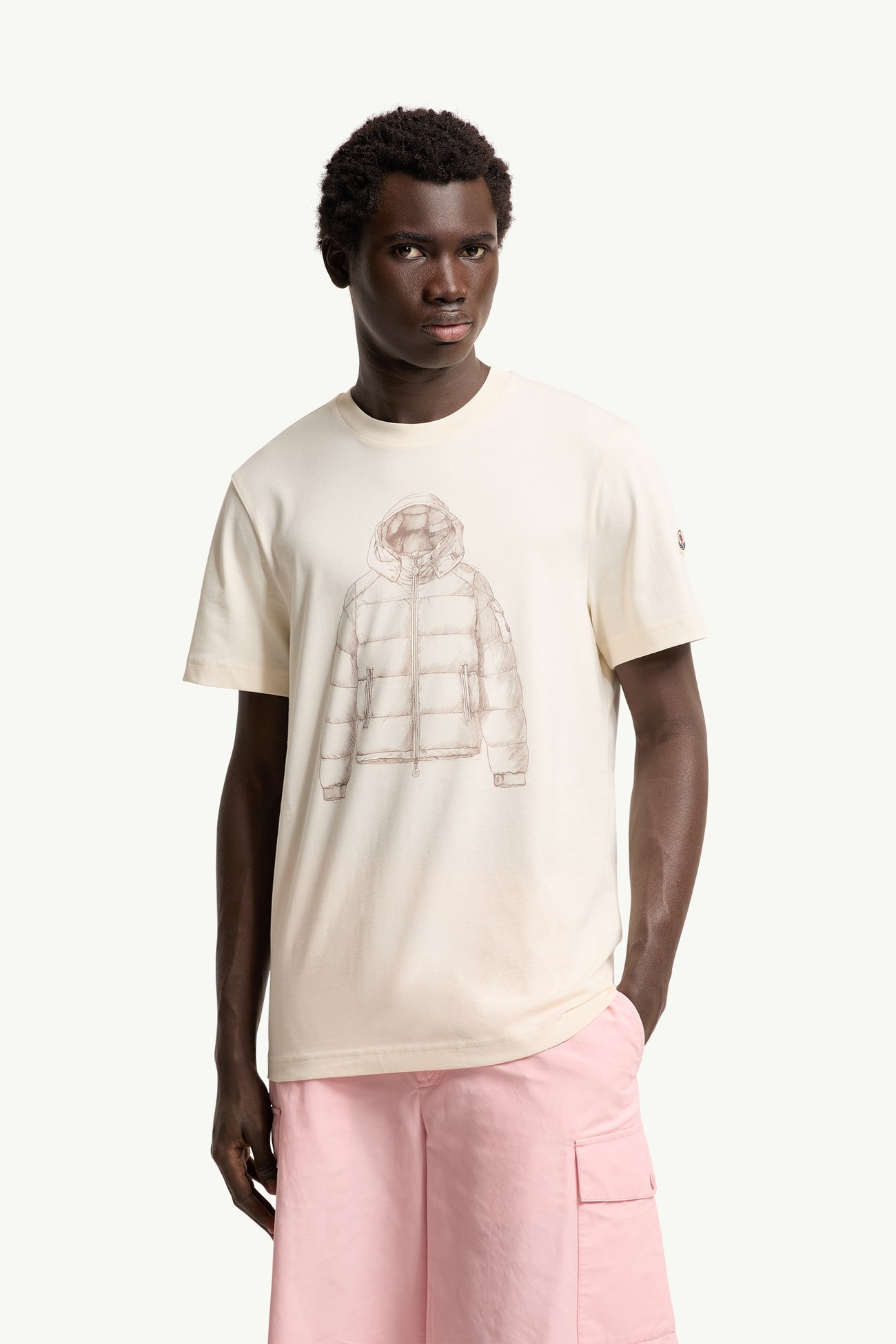 Down Jacket Print Cotton T-Shirt Men White Ivory Moncler 3