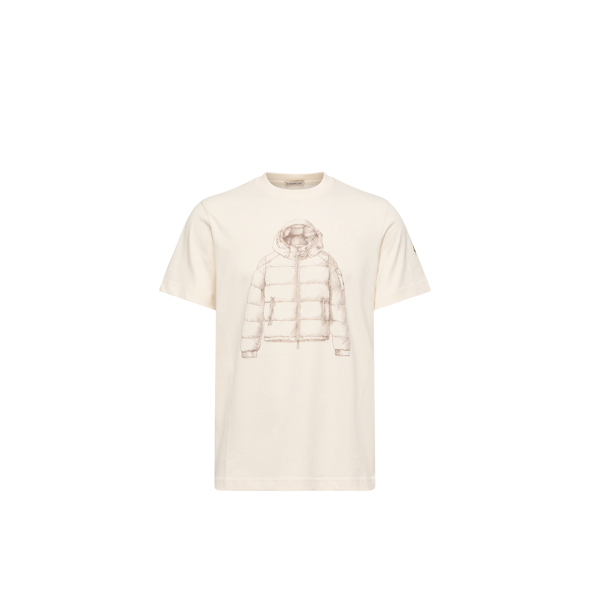 Moncler   Down Jacket Print Cotton T-Shirt for Men in White, Size: Xxl