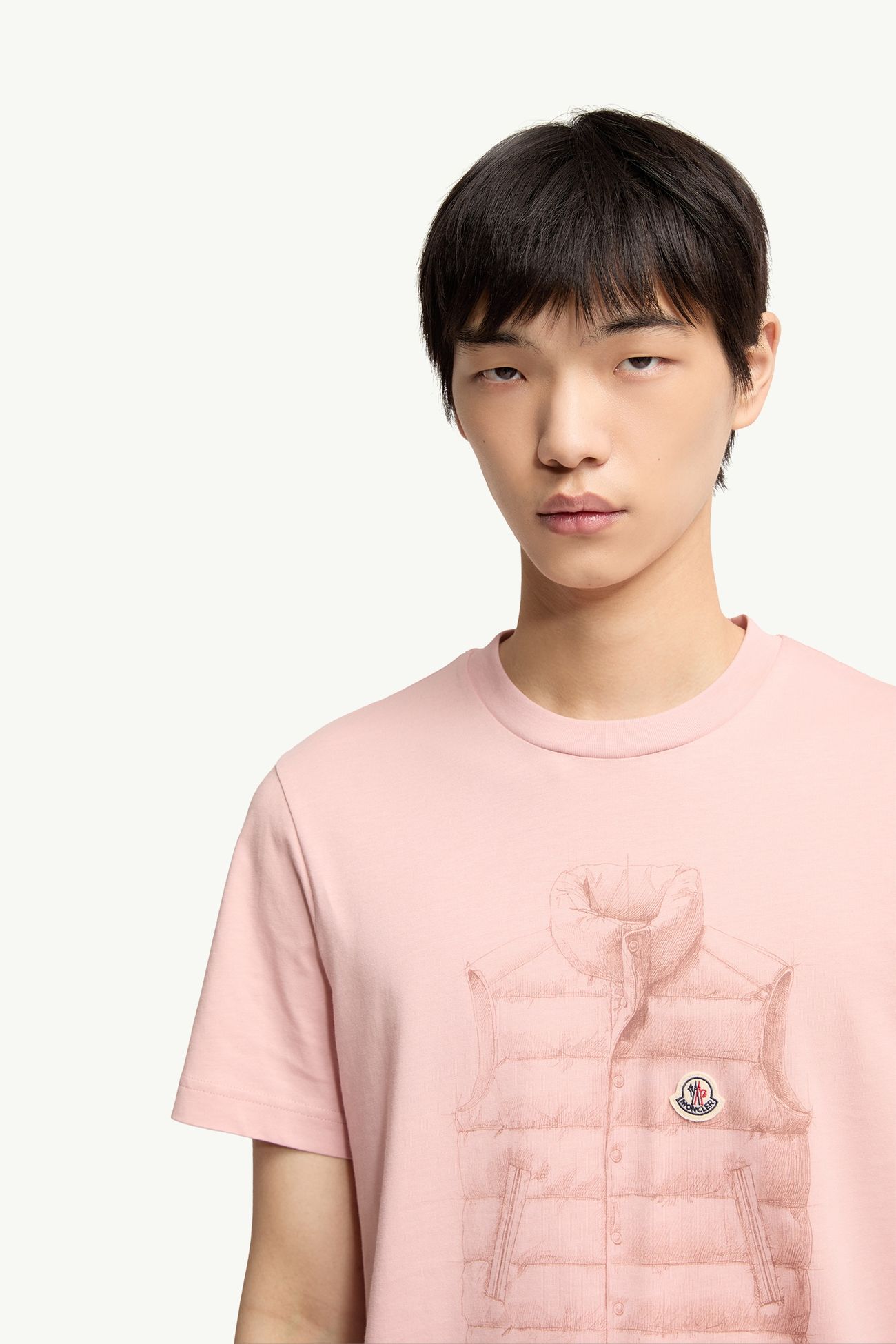 Down Jacket Print Cotton T-Shirt Men Pink Moncler 5