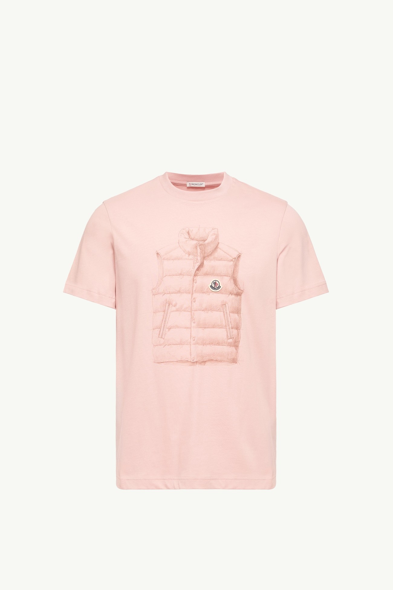 T-shirt in cotone con stampa piumino Uomo Rosa Moncler 2