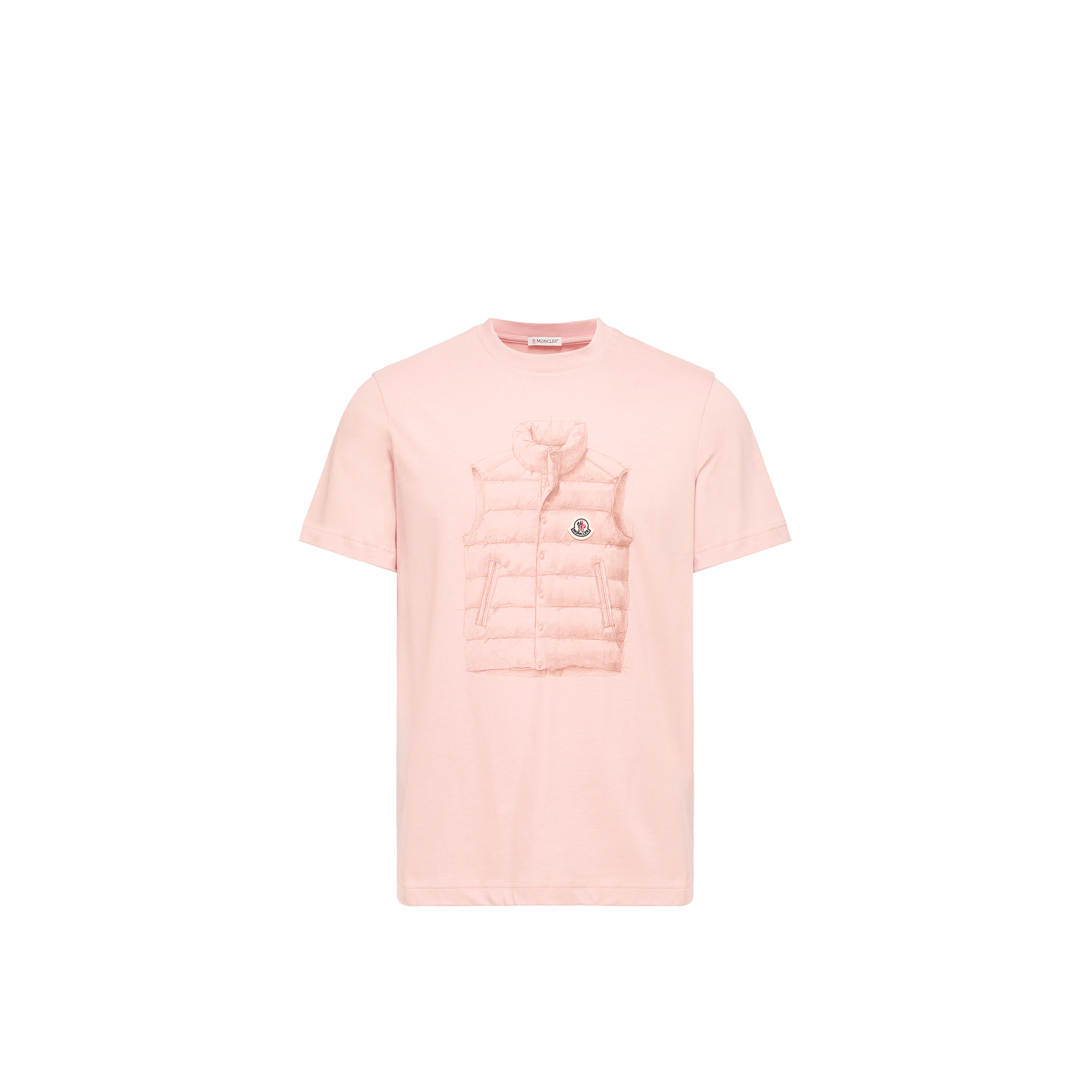Moncler  T-Shirt In Cotone Con Stampa Piumino Uomo da Rosa, Taglia: Xs