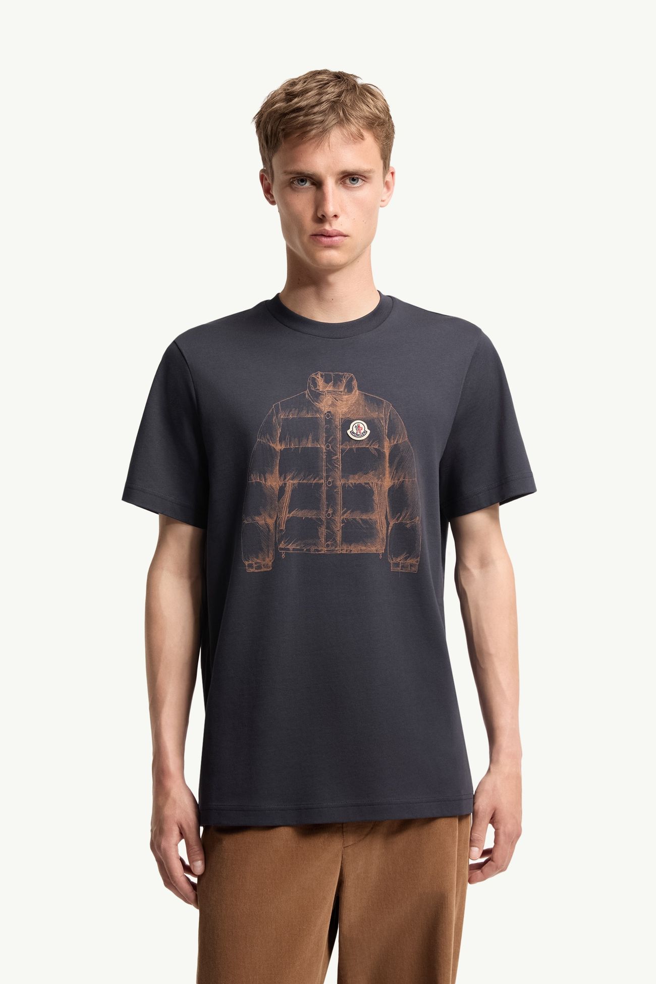 T-shirt en coton à imprimé doudoune Hommes Bleu marine Moncler 3