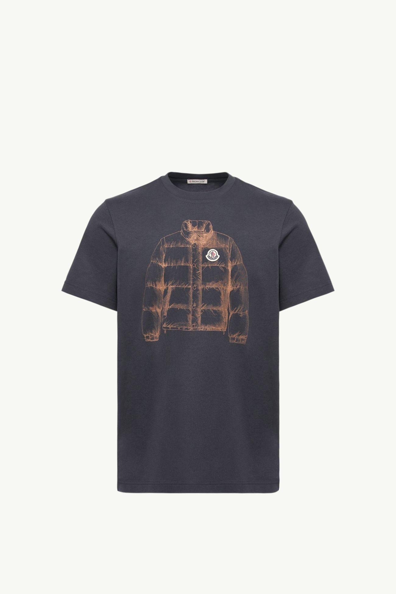 Down Jacket Print Cotton T-Shirt Men Navy Blue Moncler 2