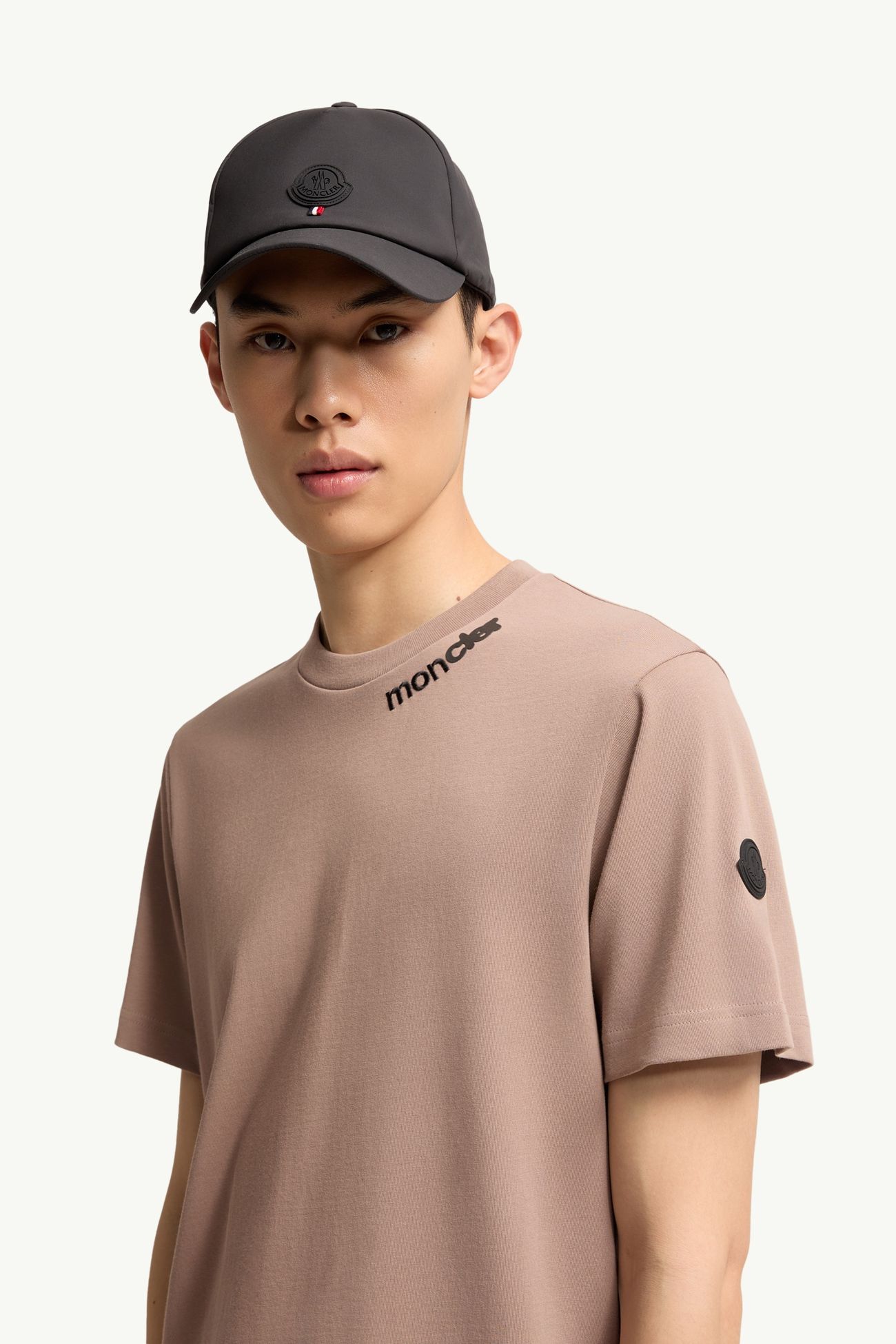 T-shirt en jersey de coton à logo Hommes Beige Moncler 1