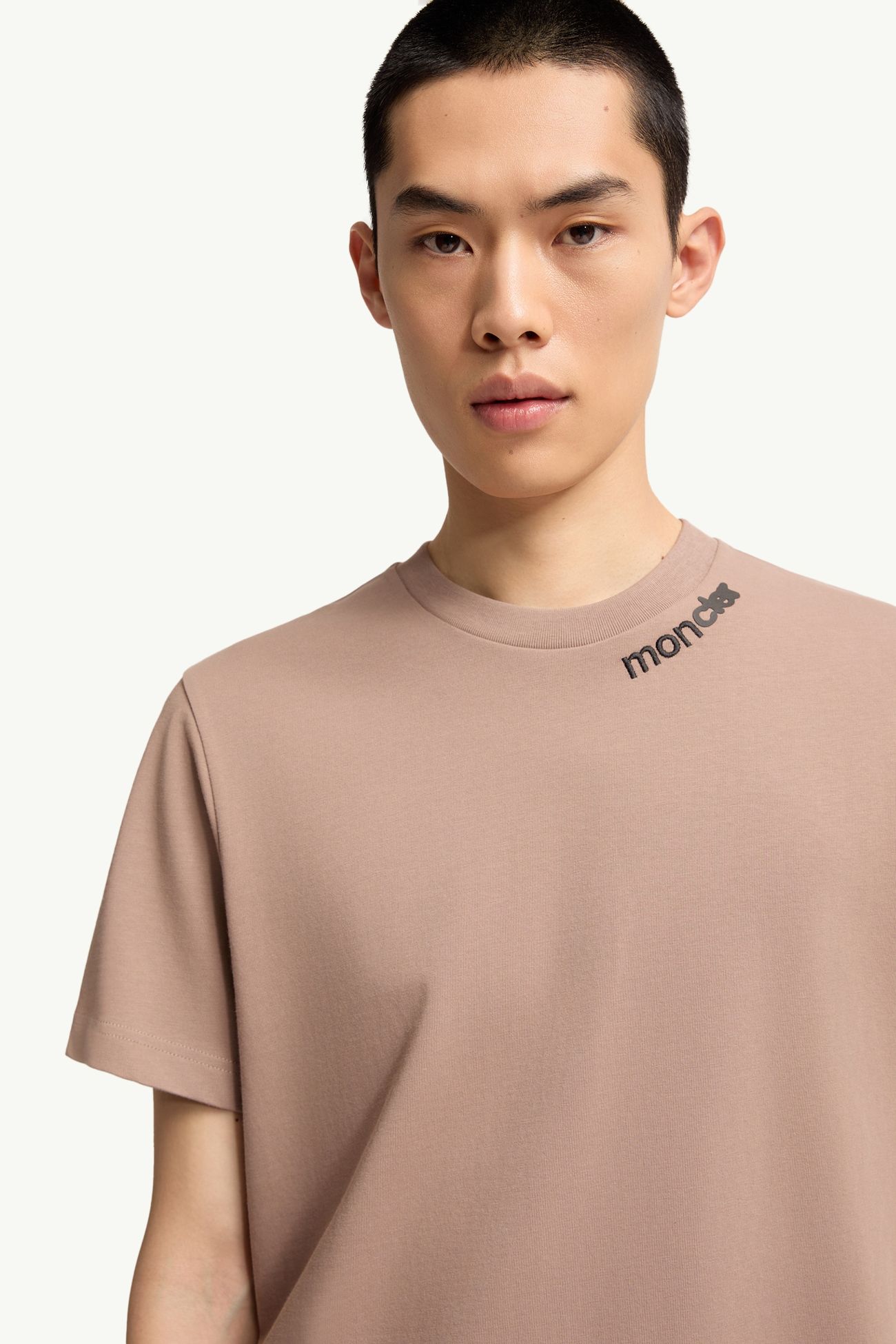 T-shirt en jersey de coton à logo Hommes Beige Moncler 5