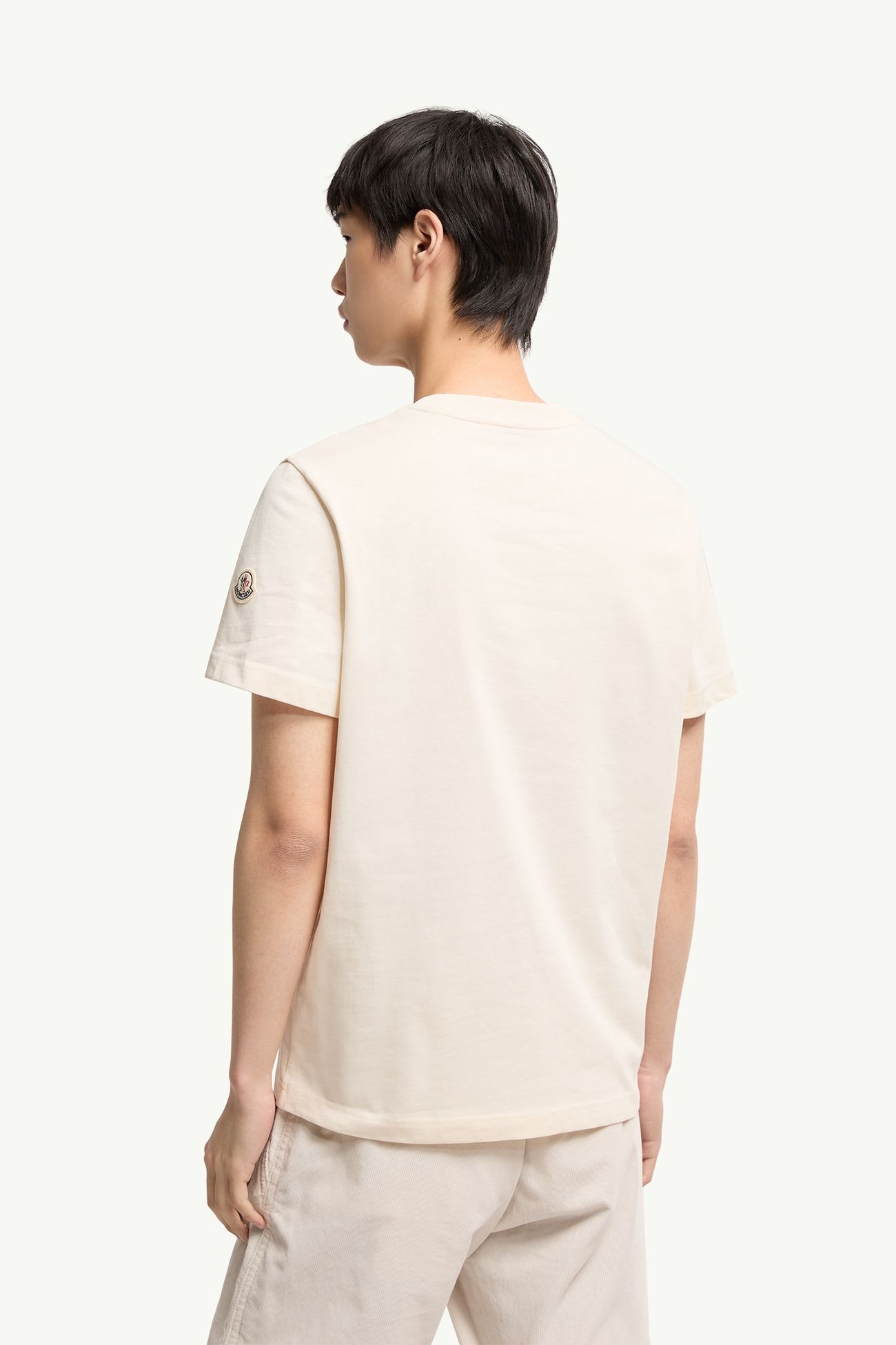 Cotton Jersey T-Shirt with Denim Pocket Men White Ivory Moncler 4