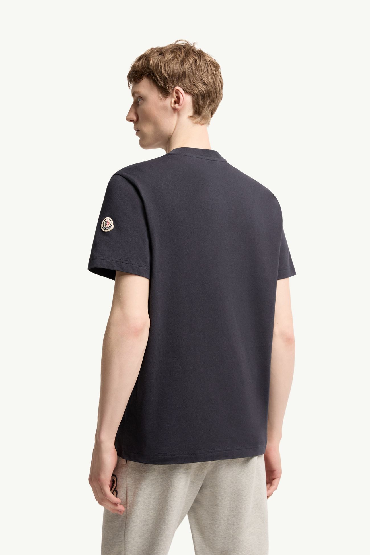 Camiseta de jersey de algodón con bolsillo de tejido vaquero Hombre Azul marino Moncler 4