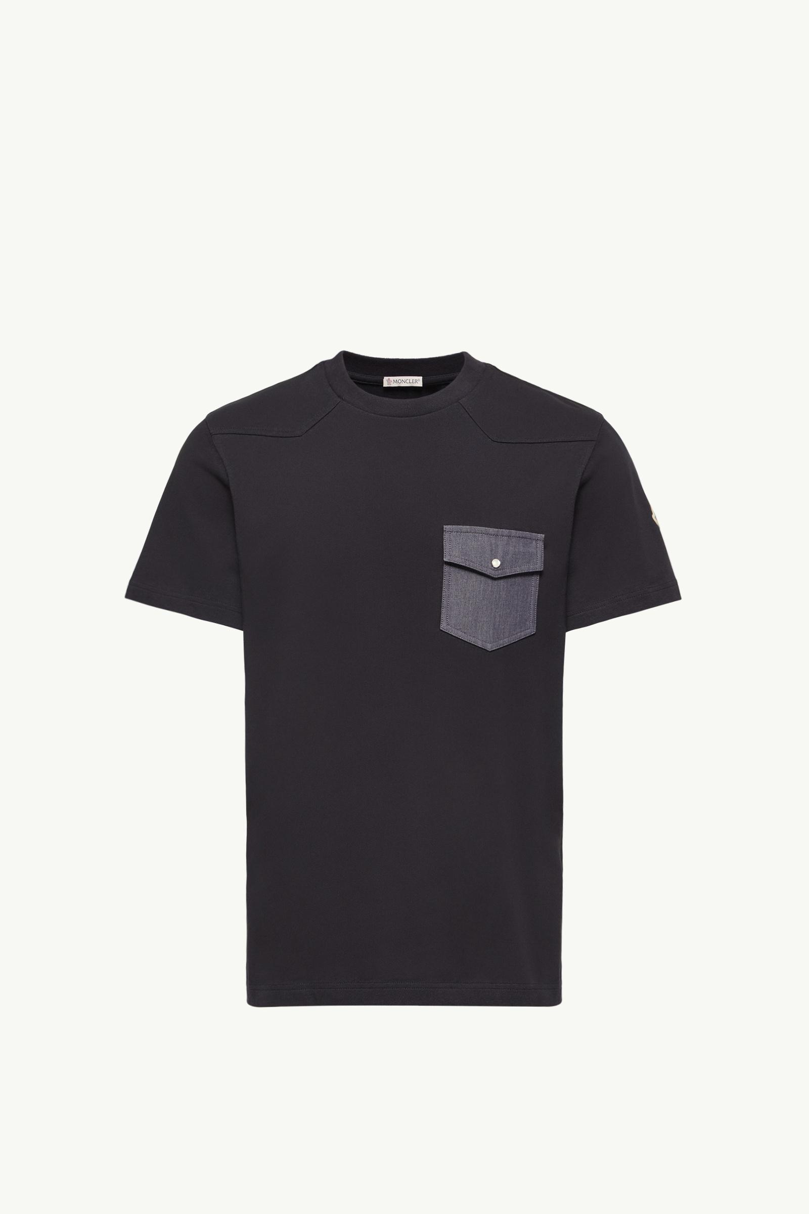 Cotton Jersey T-Shirt with Denim Pocket Men Navy Blue Moncler, 1 of 0