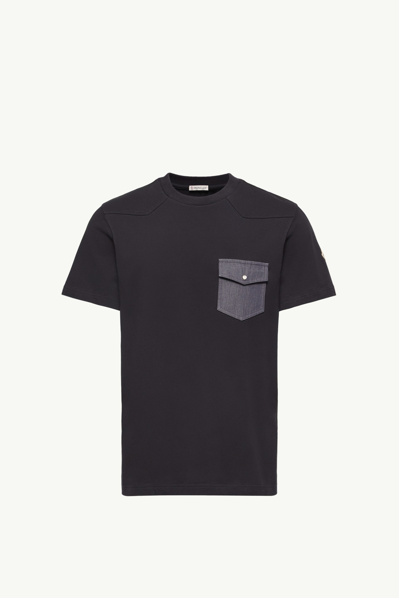 Cotton Jersey T-Shirt with Denim Pocket Men Navy Blue Moncler 2