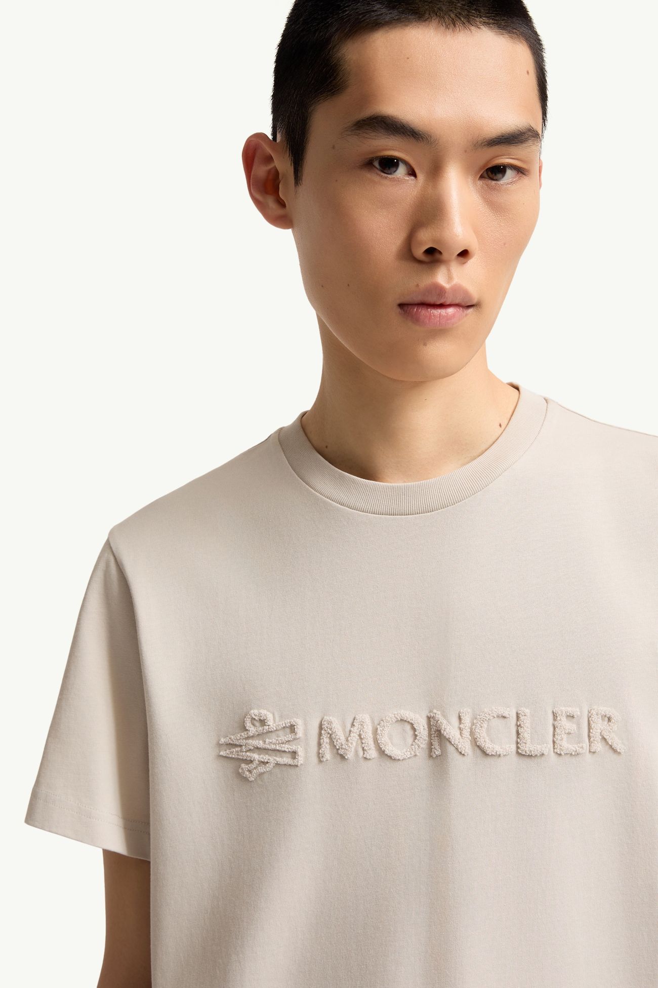 Logo Cotton T-Shirt Men White Ivory Moncler 5