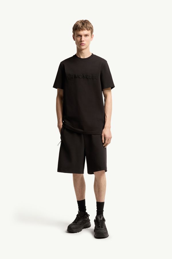 T-shirt logata in cotone Uomo Nero Moncler 0