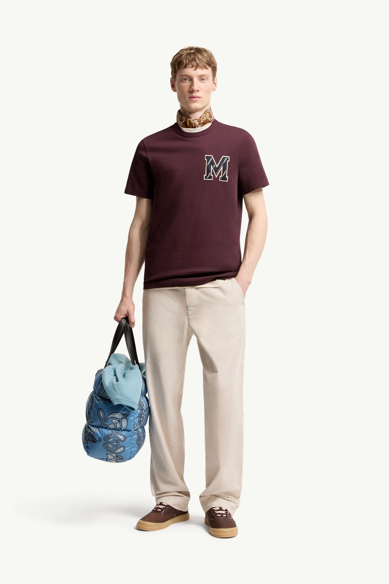 T-Shirt aus Baumwolljersey mit Monogramm Herren Burgunderrot Moncler 0