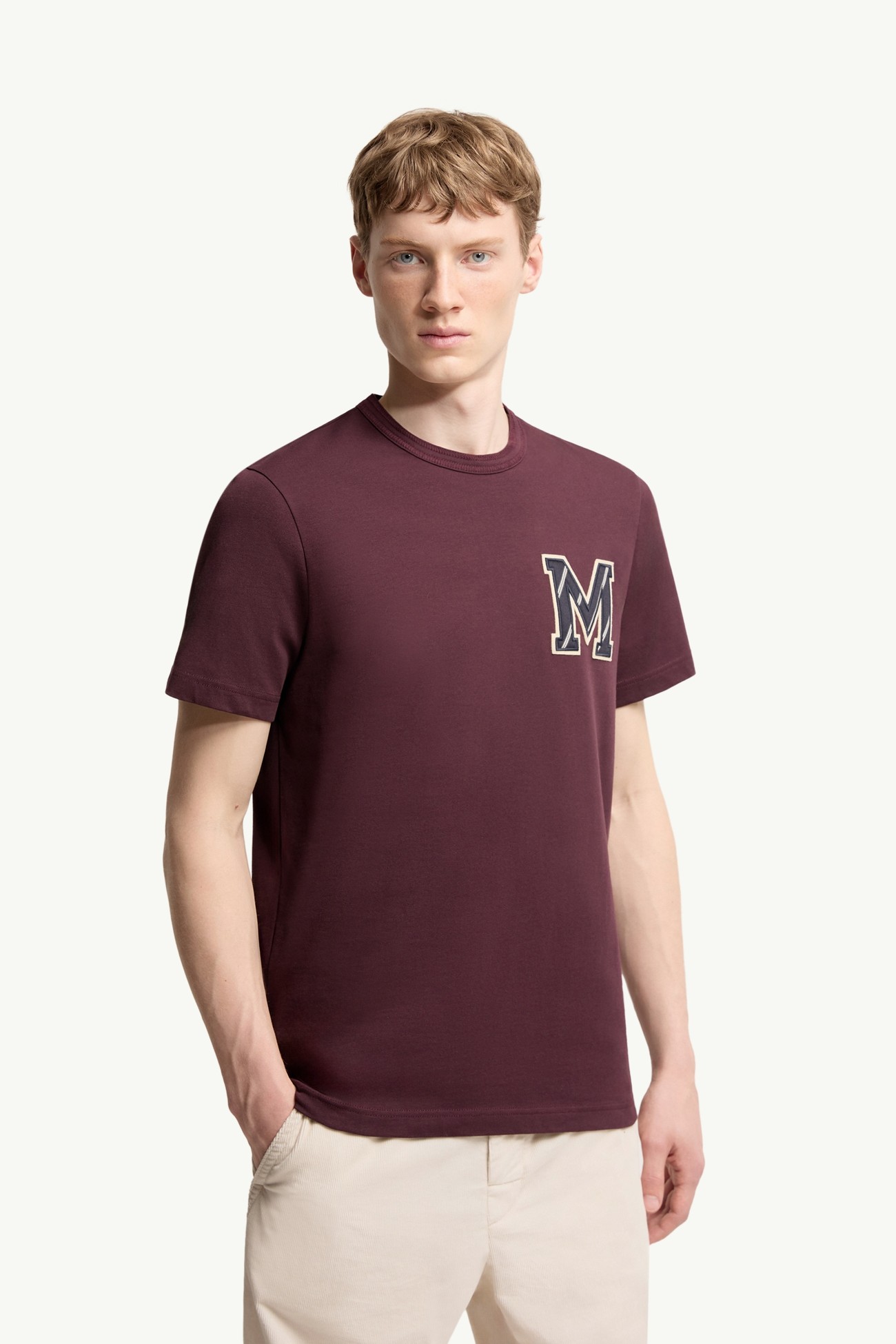 T-Shirt aus Baumwolljersey mit Monogramm Herren Burgunderrot Moncler 3