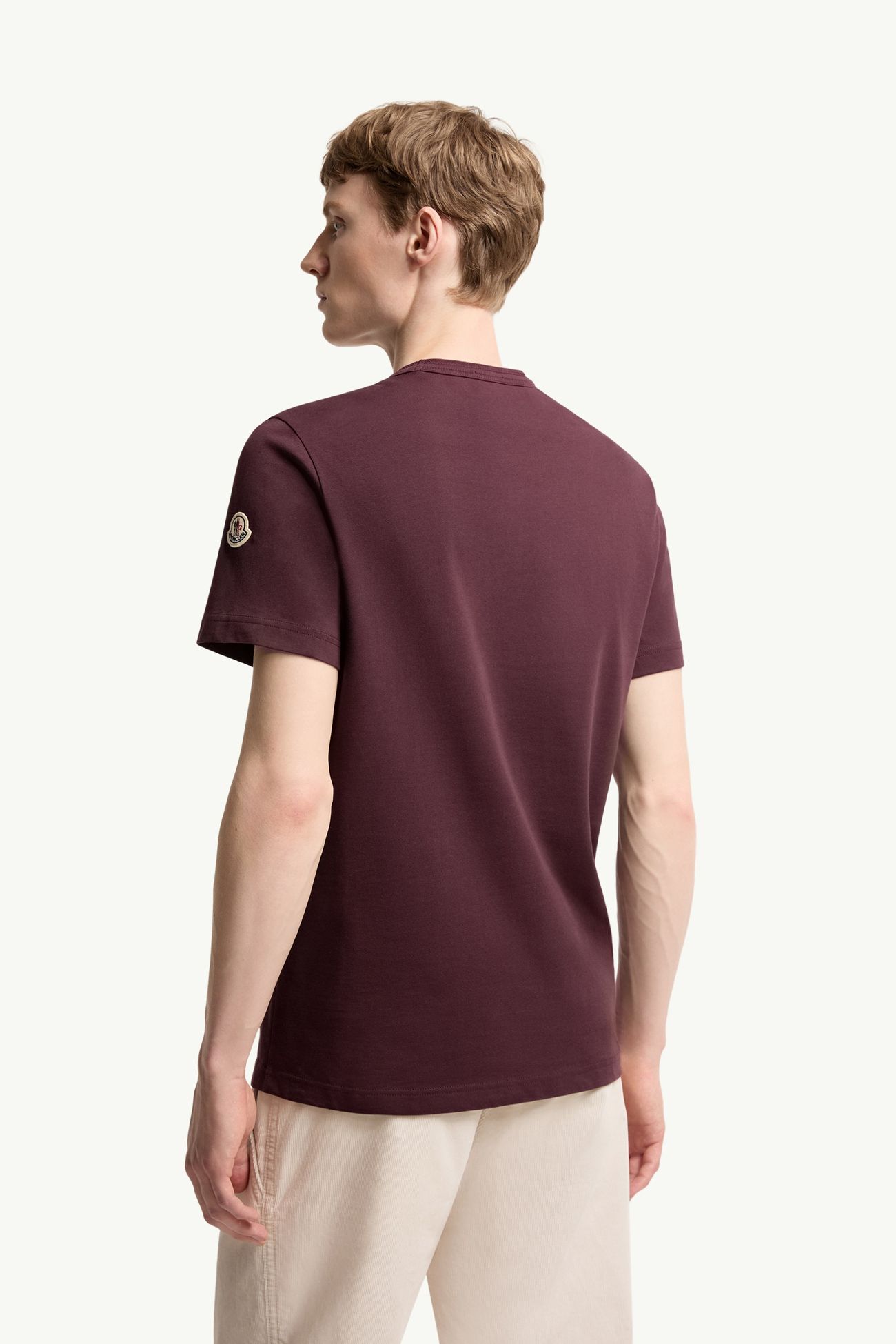 Cotton Jersey Monogram T-Shirt Men Burgundy Moncler 4