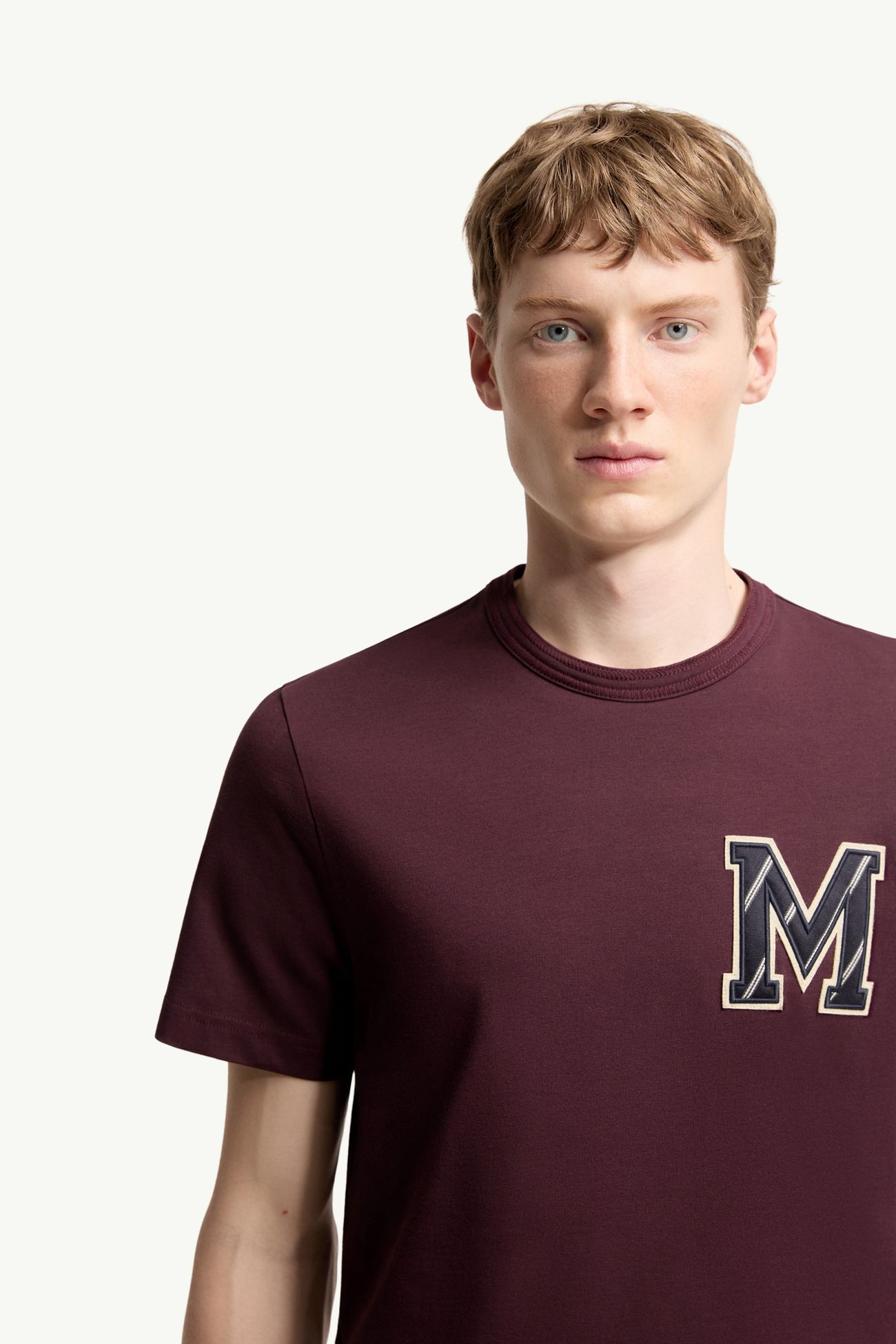 T-shirt con monogramma in jersey di cotone Uomo Bordeaux Moncler 5