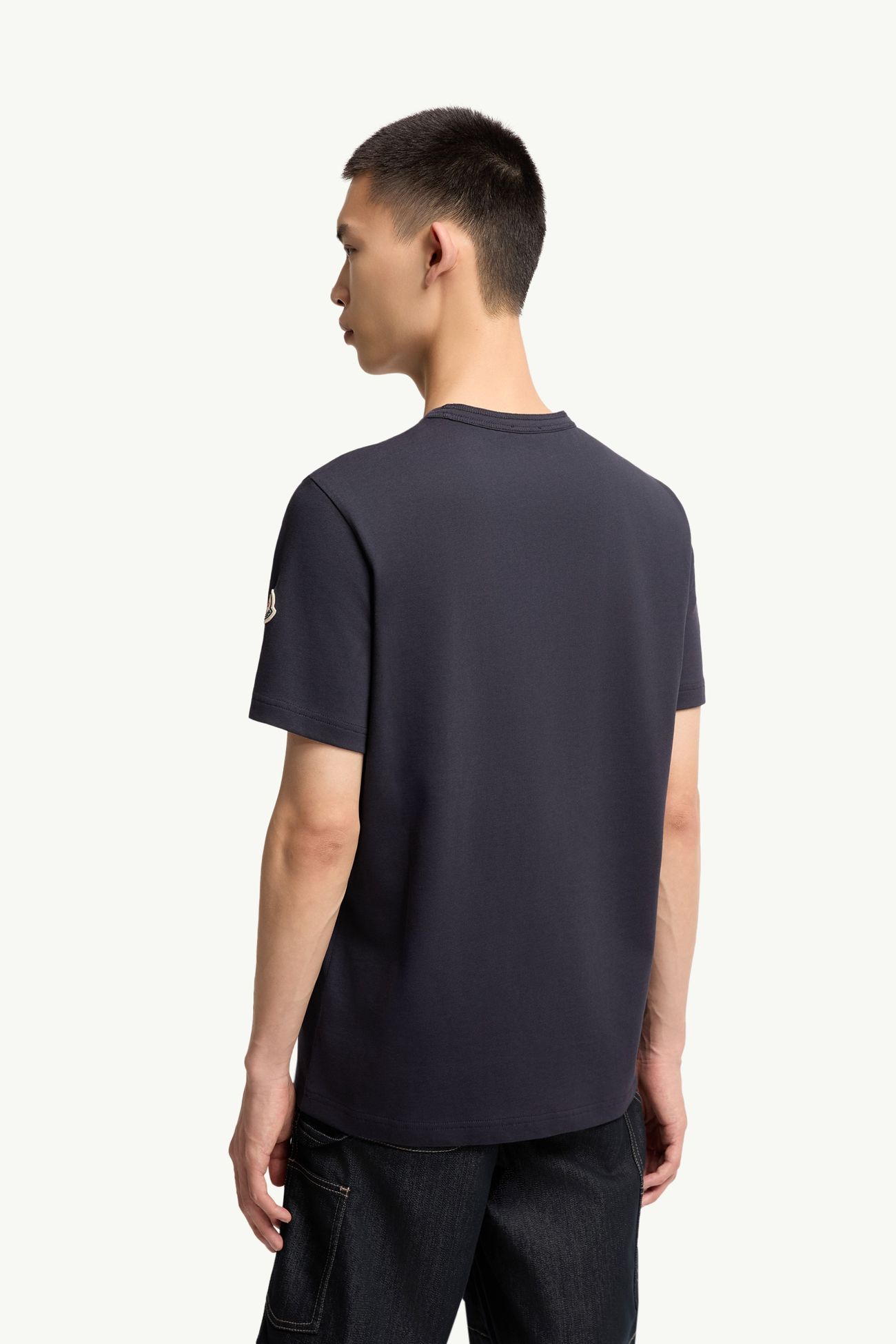 T-shirt en jersey de coton à monogramme Hommes Bleu marine Moncler 4