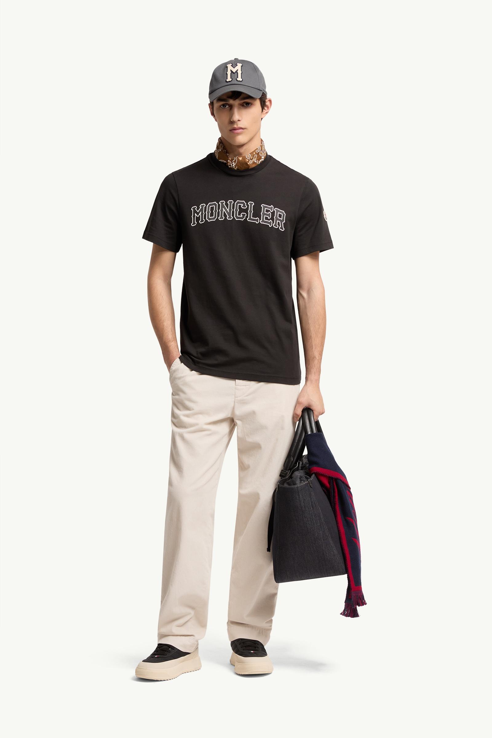 Black Logo Cotton T-Shirt - Polos & T-shirts for Men | Moncler US