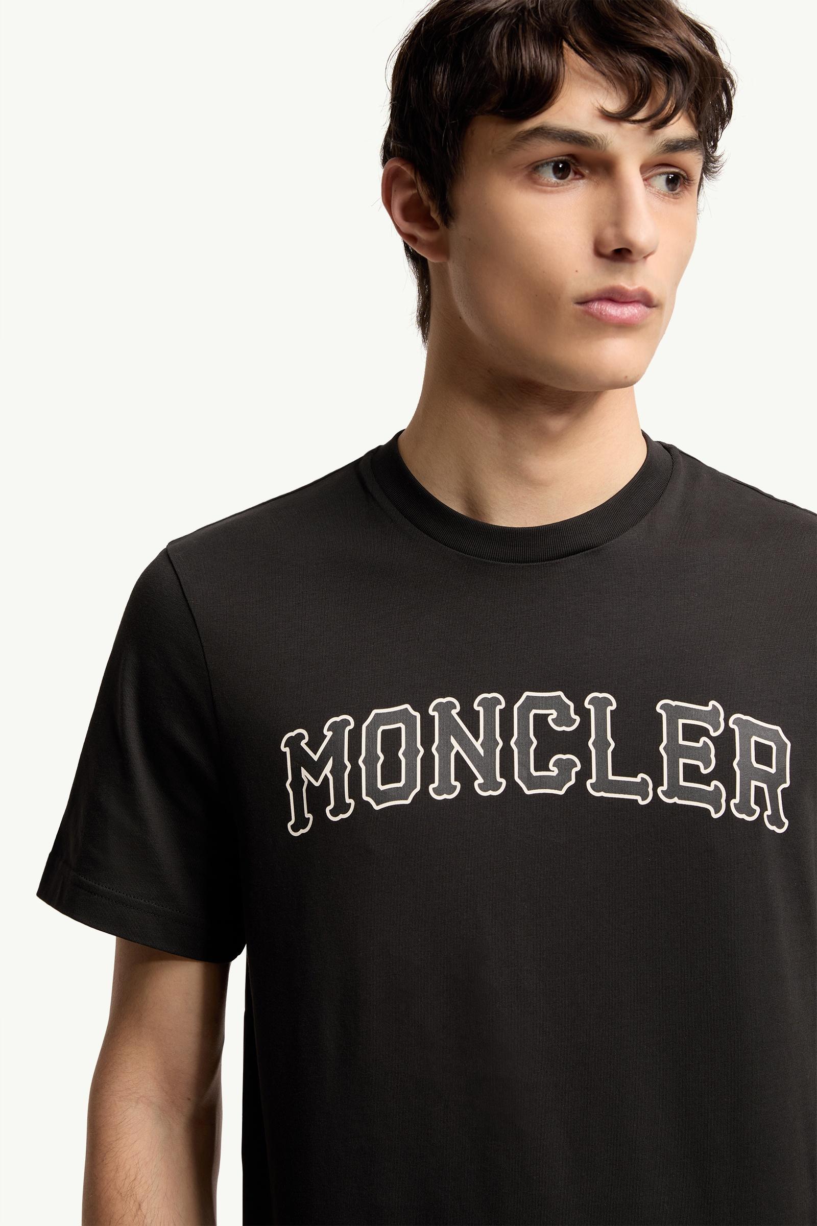 Black Logo Cotton T-Shirt - Polos & T-shirts for Men | Moncler US