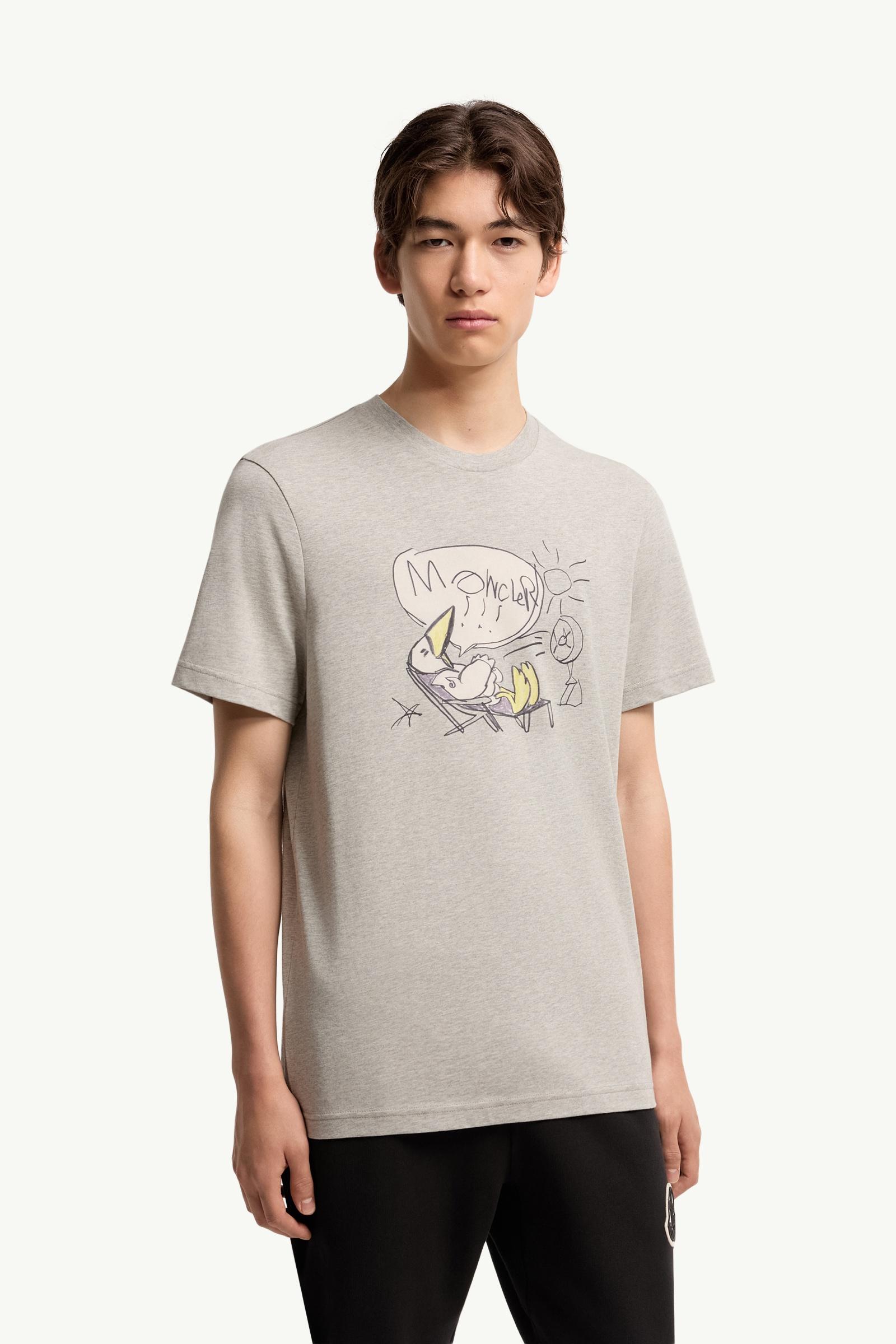 Gray MonDuck Cotton T-Shirt - Polos & T-shirts for Men | Moncler CZ