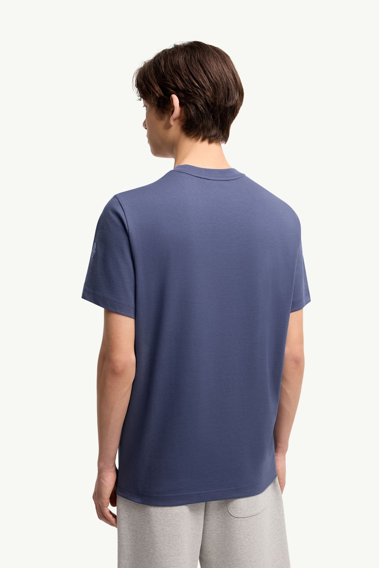 T-shirt in cotone con logo effetto schizzo Uomo Blu Cobalto Moncler 4