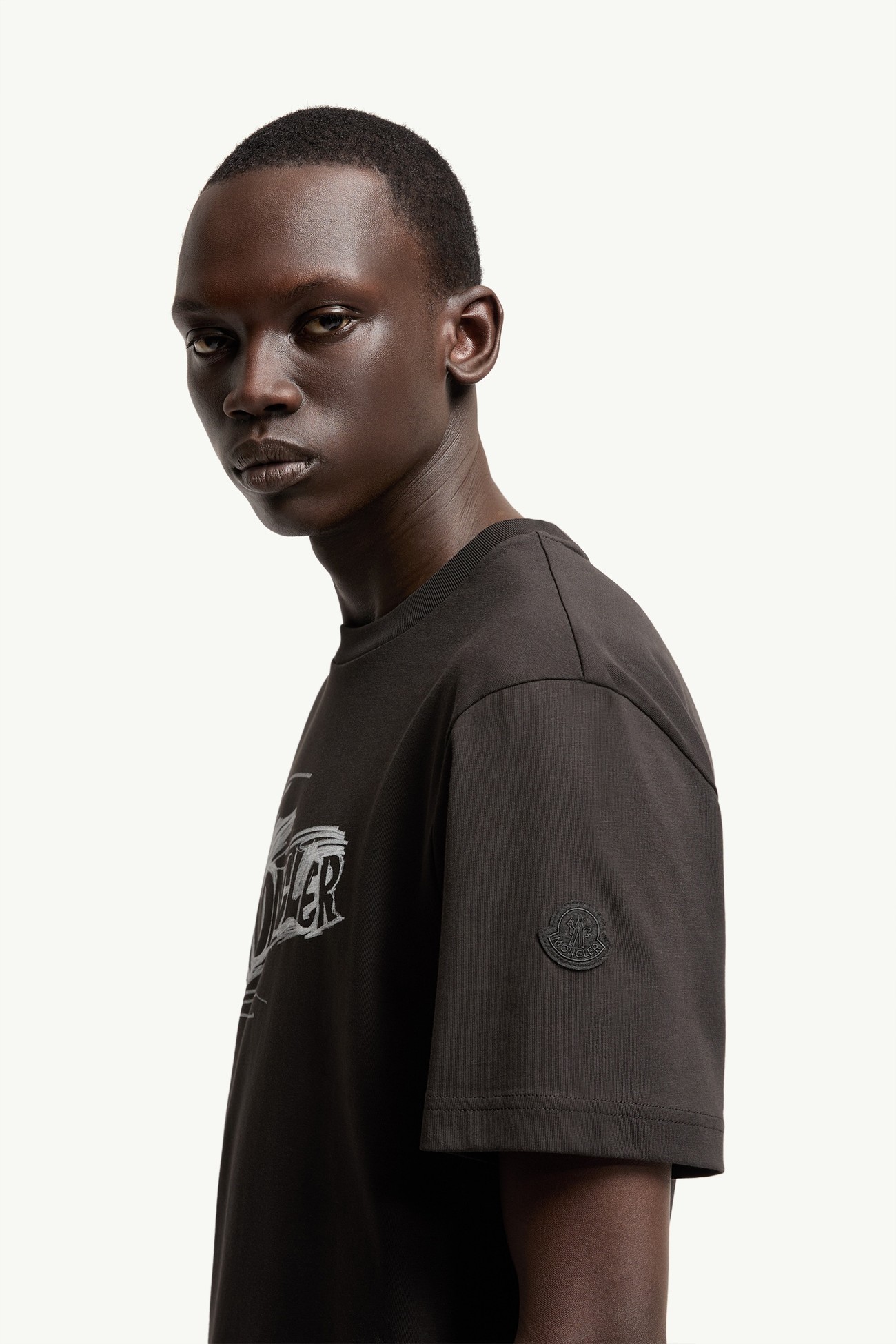Sketch Logo Cotton T-Shirt Men Black Moncler 1