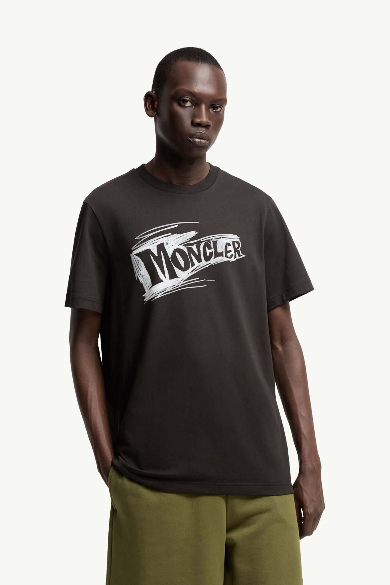 Sketch Logo Cotton T-Shirt Men Black Moncler 3