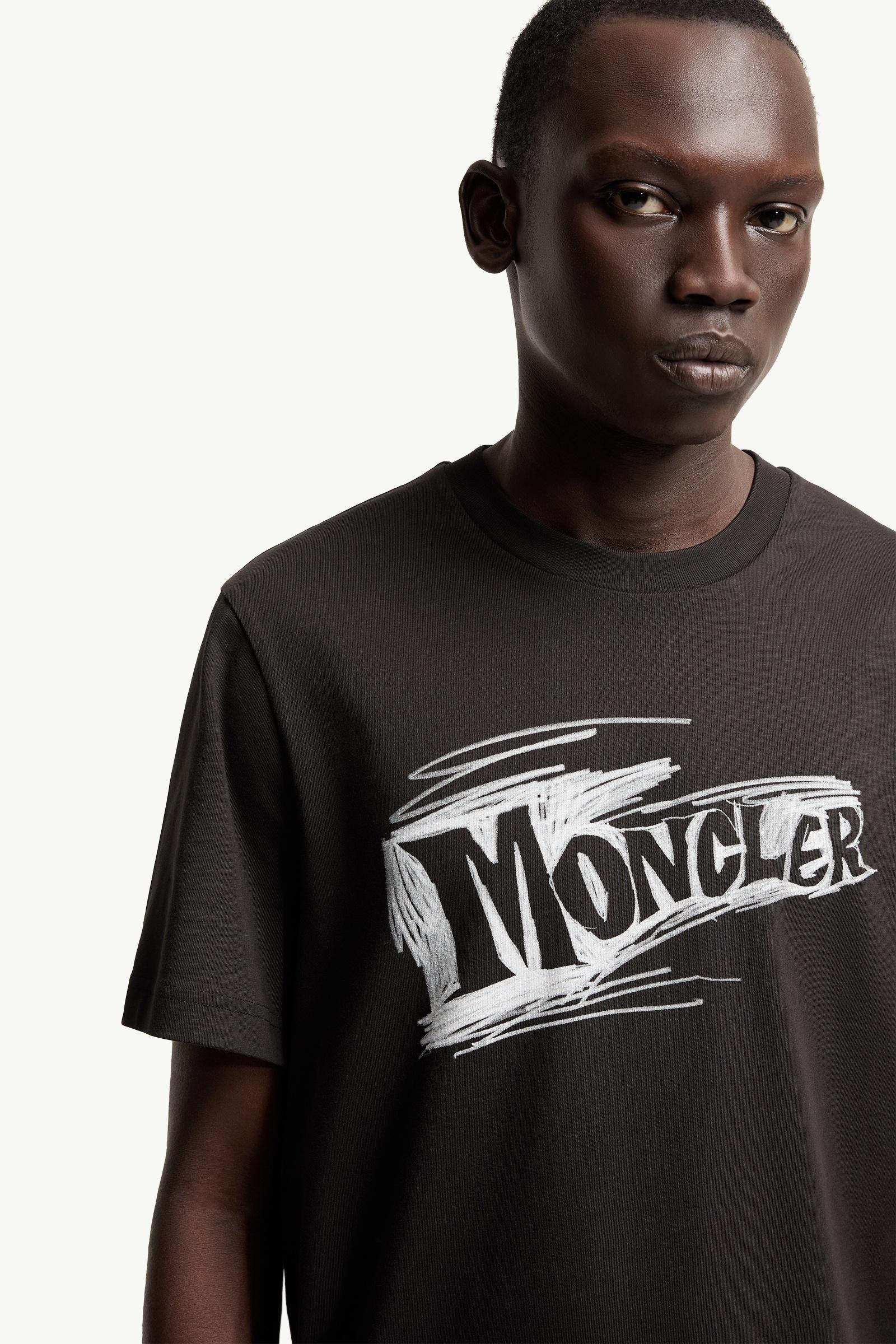 Black Sketch Logo Cotton T-Shirt - Polos & T-shirts for Men