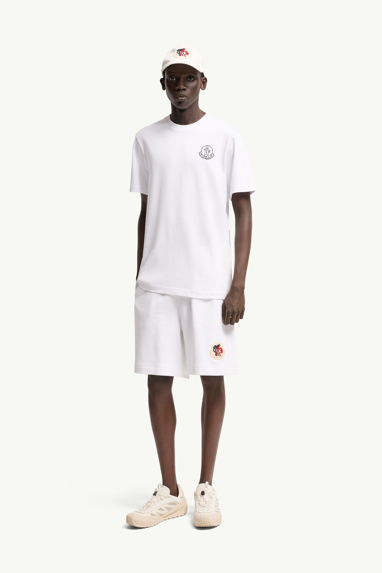 T-shirt en jersey de coton à empiècement logo Hommes Blanc Moncler 0