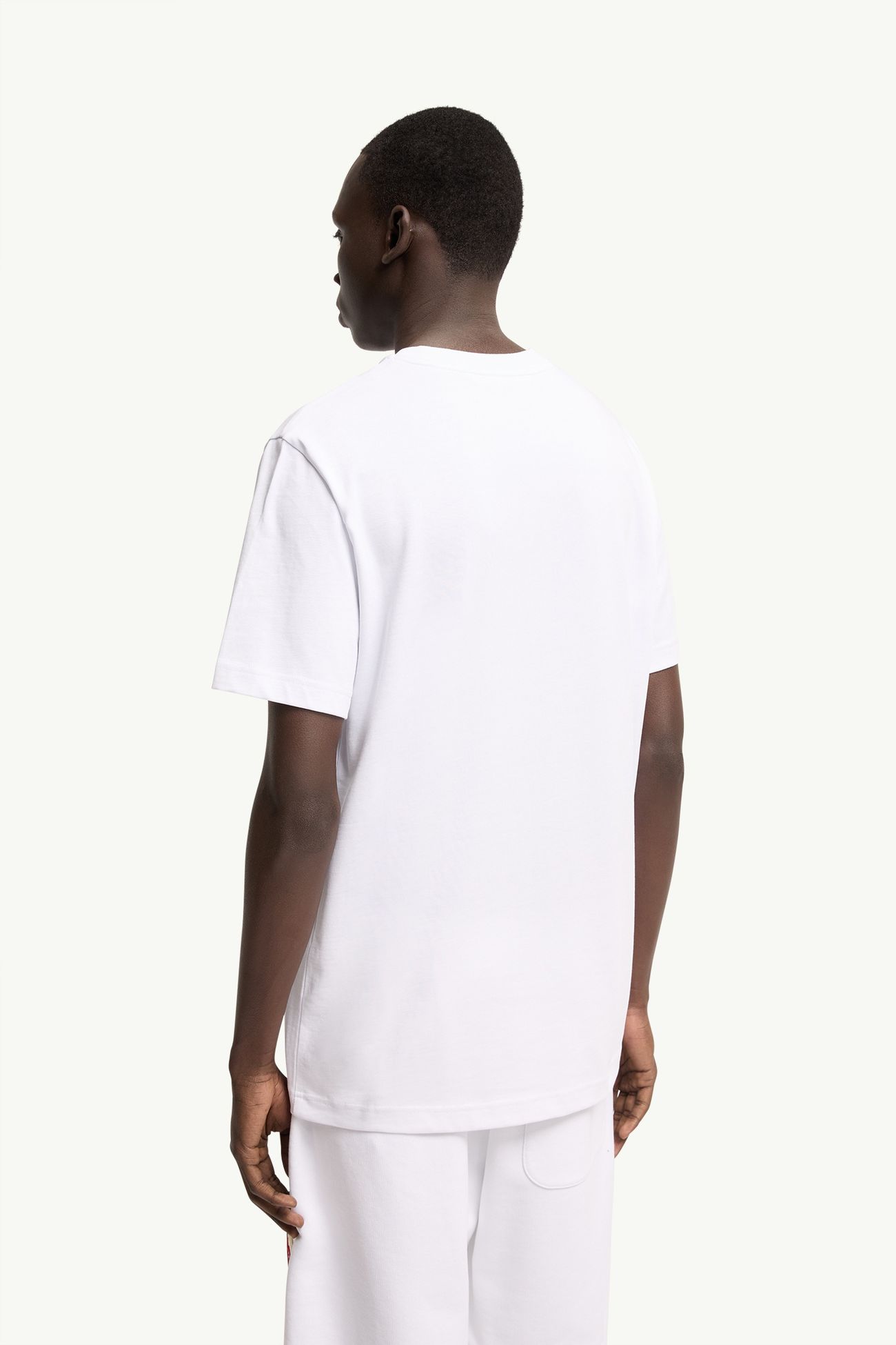Baumwoll-Jersey-T-Shirt mit Logo-Patch Herren Weiß Moncler 4